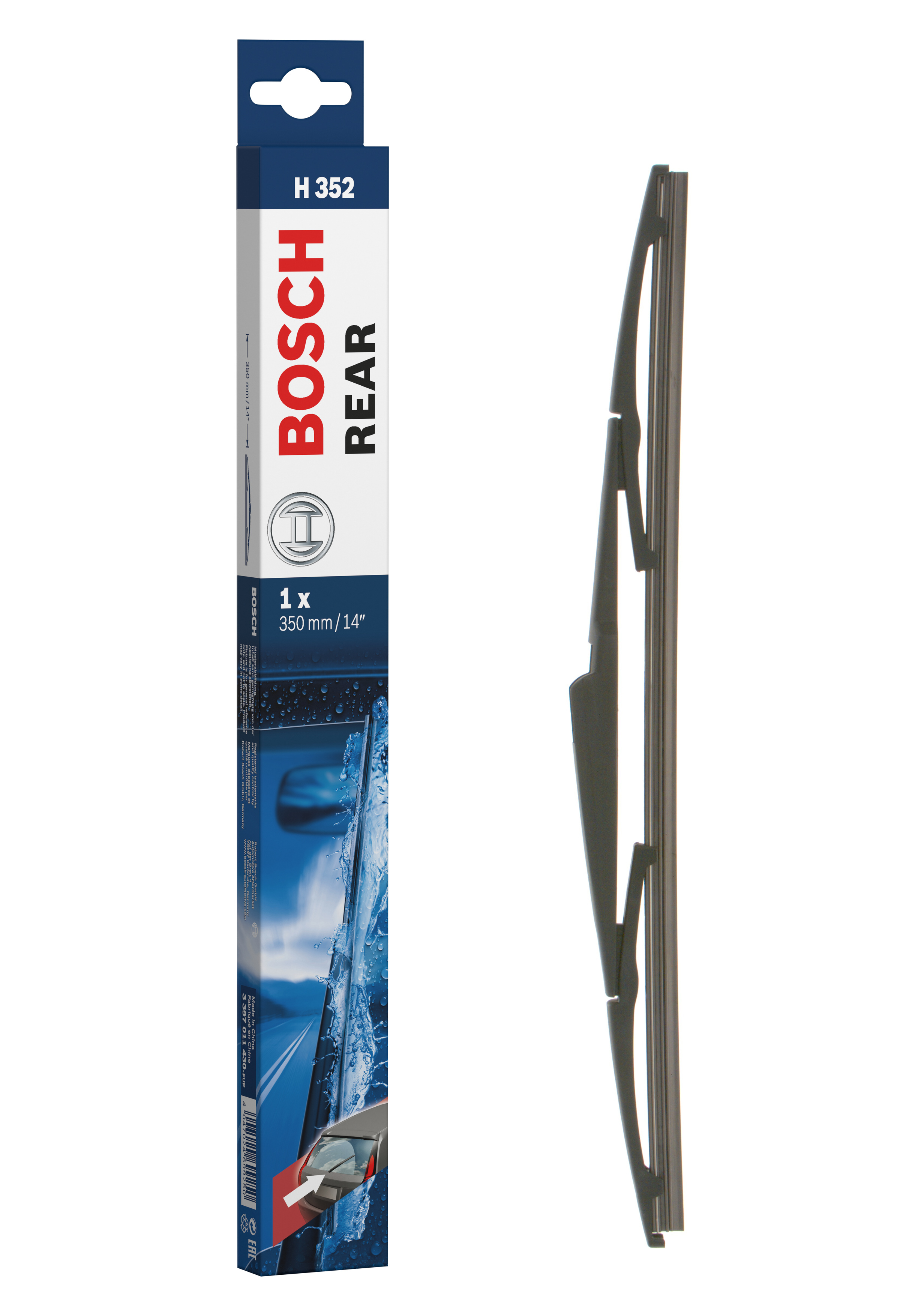 Ruitenwisserblad Bosch 3 397 011 430 - Bosch H352 - Ruitenwisser Rear - Lengte: 350 mm - wisserblad achter