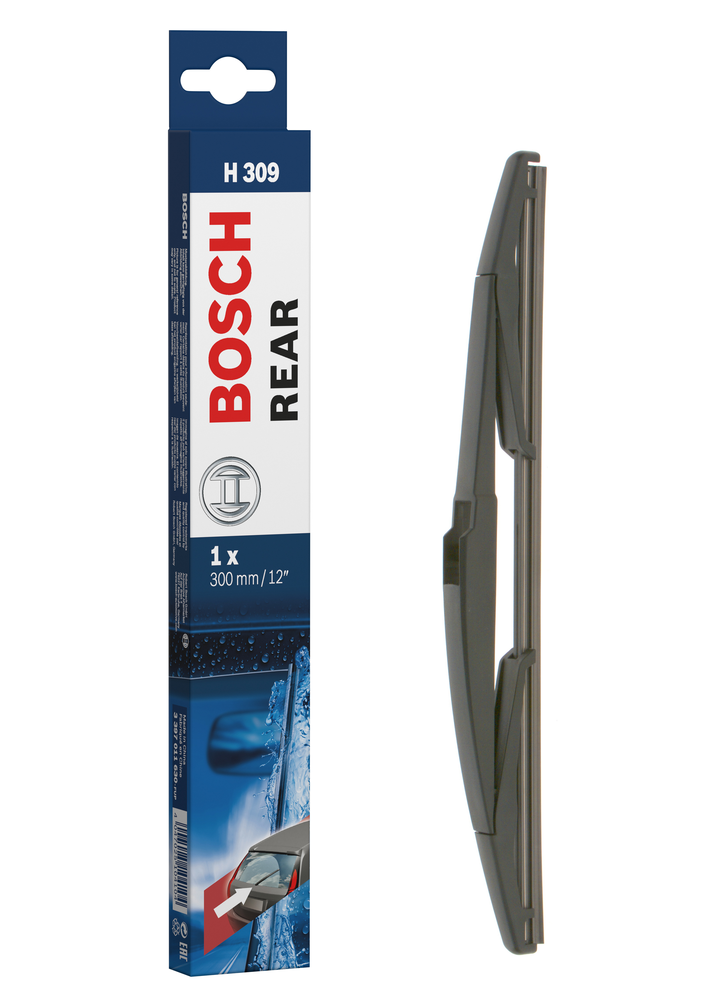 Ruitenwisserblad Bosch 3 397 011 630 - Bosch H309 - Ruitenwisser Rear - Lengte: 300 mm - wisserblad achter