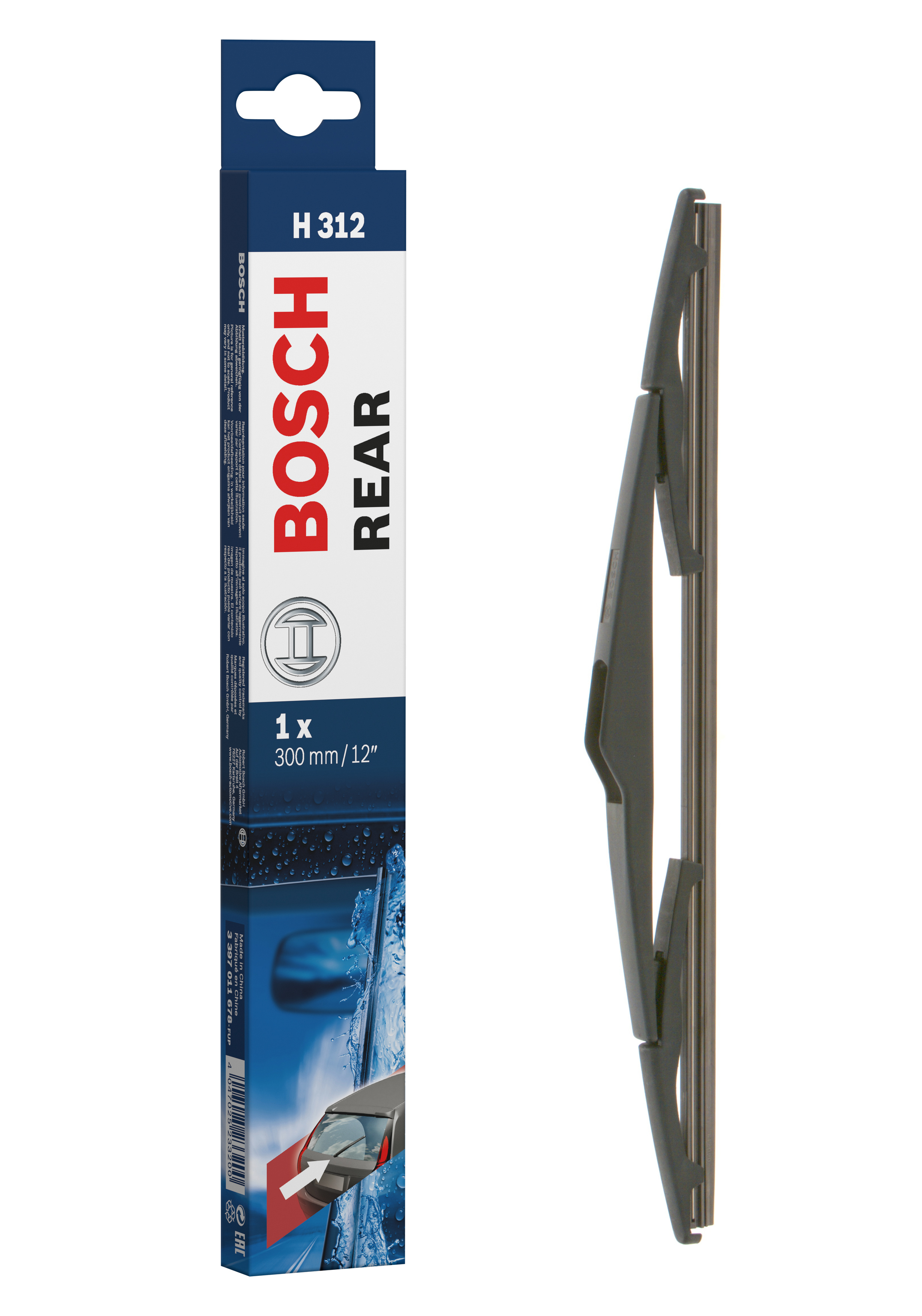 Ruitenwisserblad Bosch 3 397 011 678 - Bosch H312 - Ruitenwisser Rear - Lengte: 300 mm - wisserblad achter