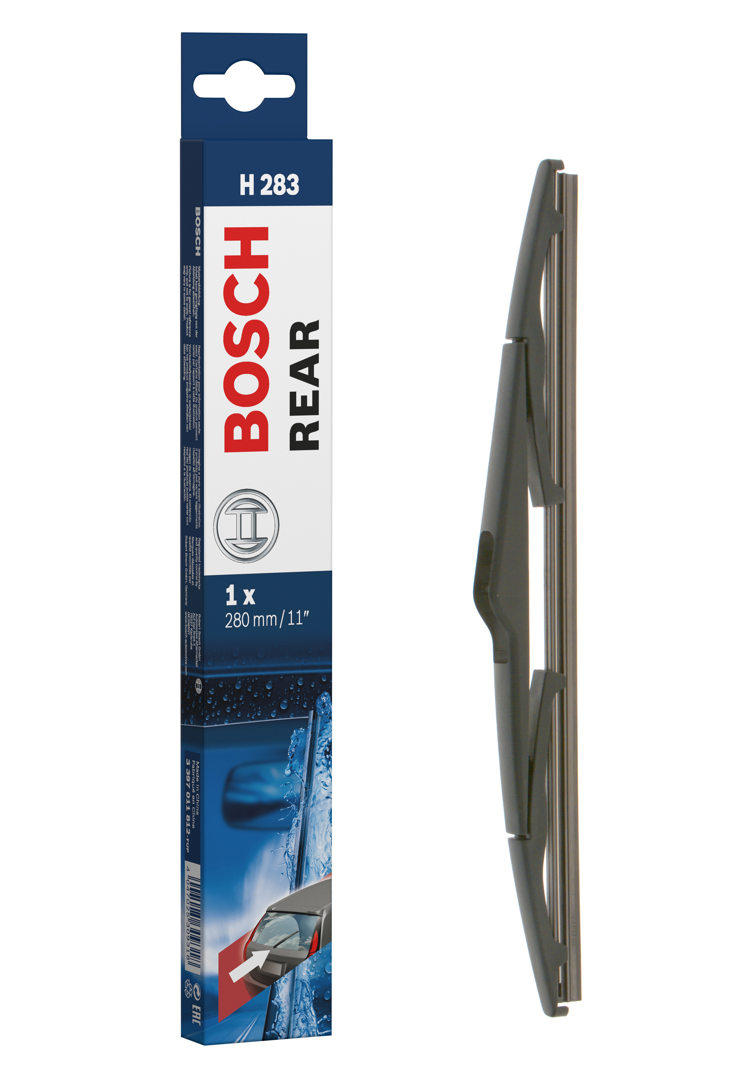 Ruitenwisserblad Bosch 3 397 011 812 - Bosch H283 - Ruitenwisser Rear - Lengte: 280 mm - wisserblad achter