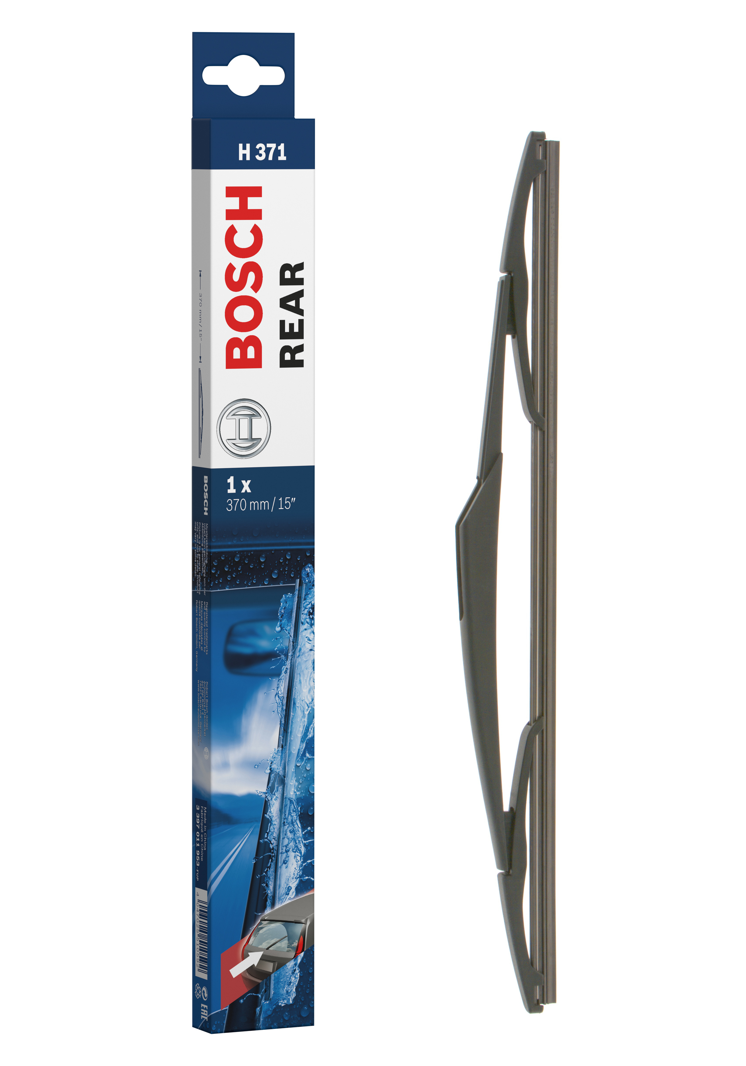 Ruitenwisserblad Bosch 3 397 011 953 - Bosch H371 - Ruitenwisser Rear - Lengte: 370 mm - wisserblad achter