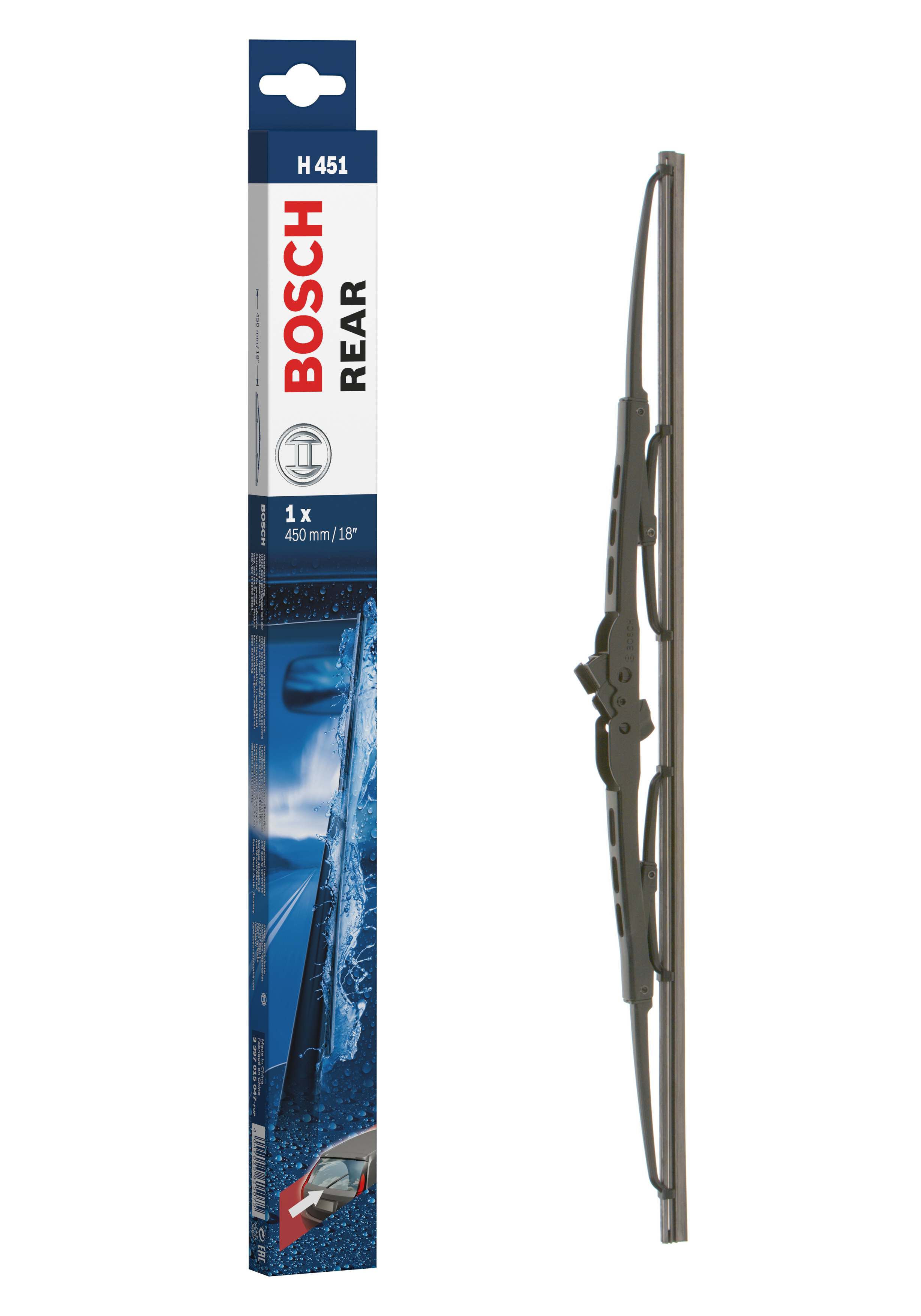 Ruitenwisserblad Bosch 3 397 015 047 - Bosch H451 - Ruitenwisser Rear - Lengte: 450 mm - wisserblad achter