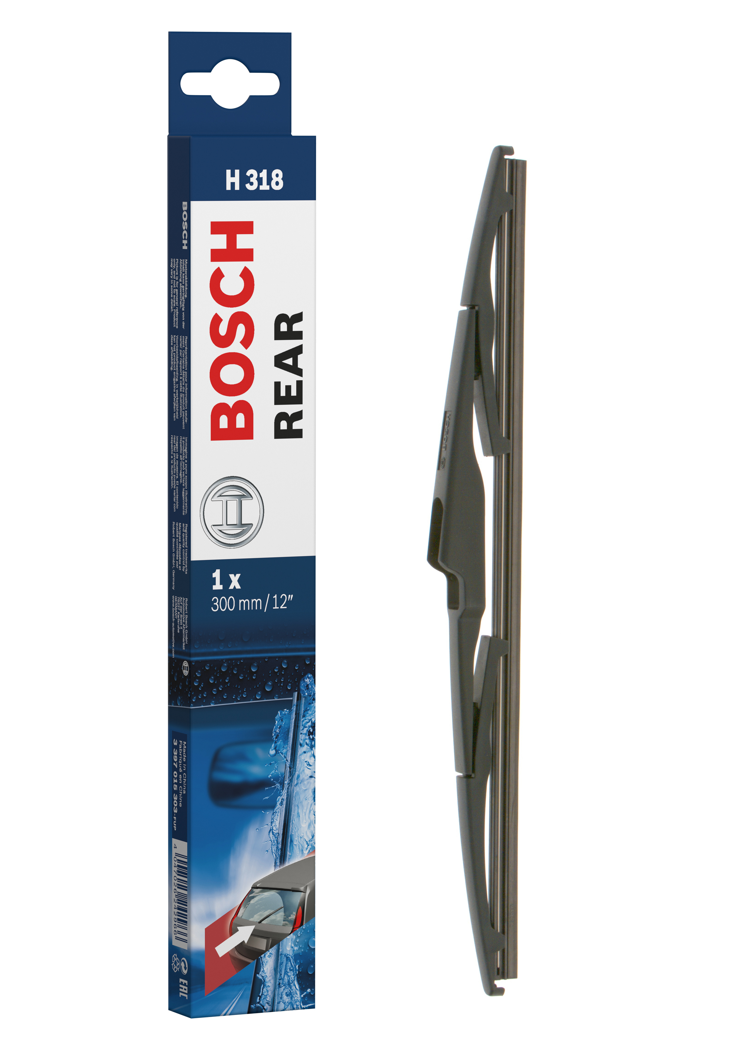 Ruitenwisserblad Bosch 3 397 015 303 - Bosch H318 - Ruitenwisser Rear - Lengte: 300 mm - wisserblad achter