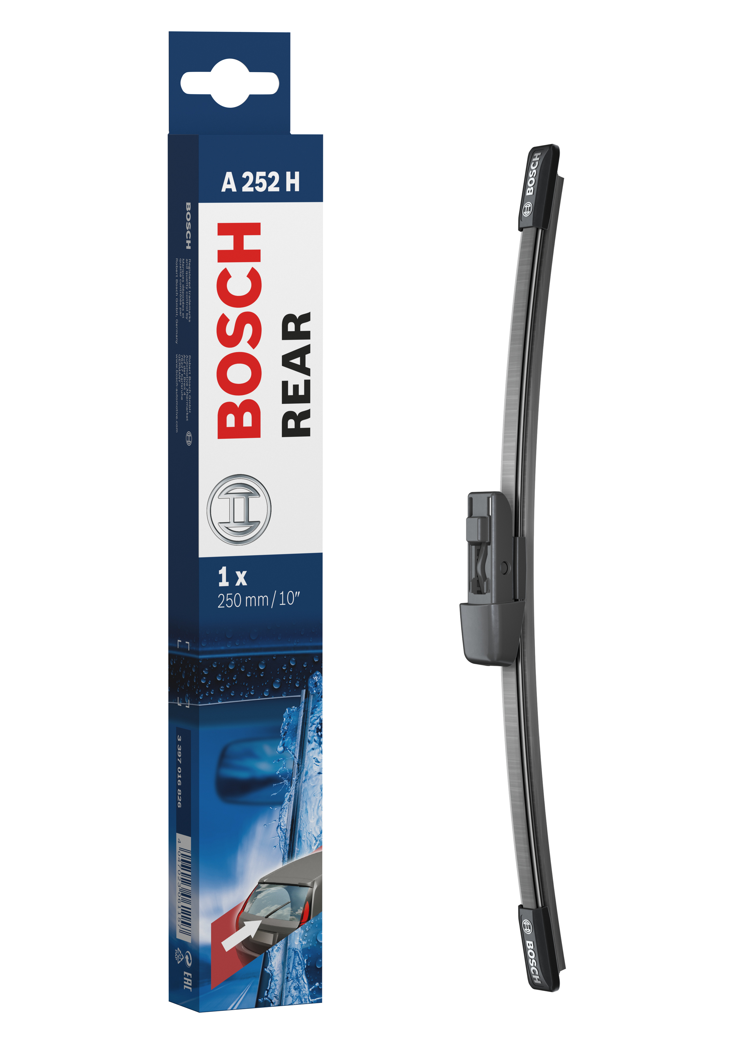 Ruitenwisserblad Bosch 3 397 016 826 - Bosch A252H - Ruitenwisser Rear - Lengte: 250 mm - wisserblad achter