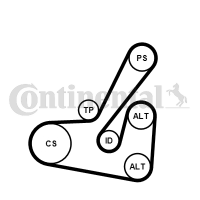 Poly V-riemen kit Contitech 6PK1740K2