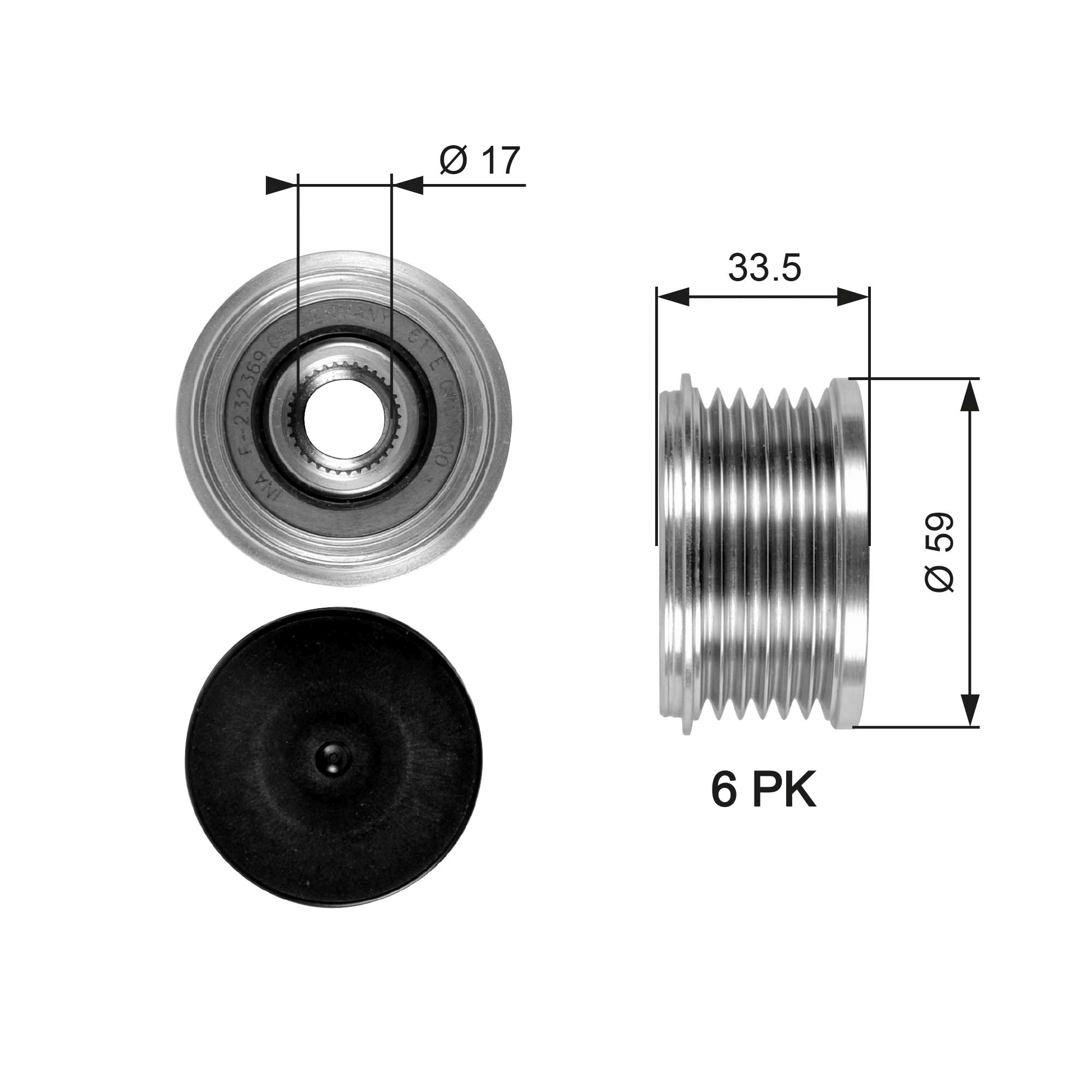 Vrijloop koppeling dynamo Gates OAP7080