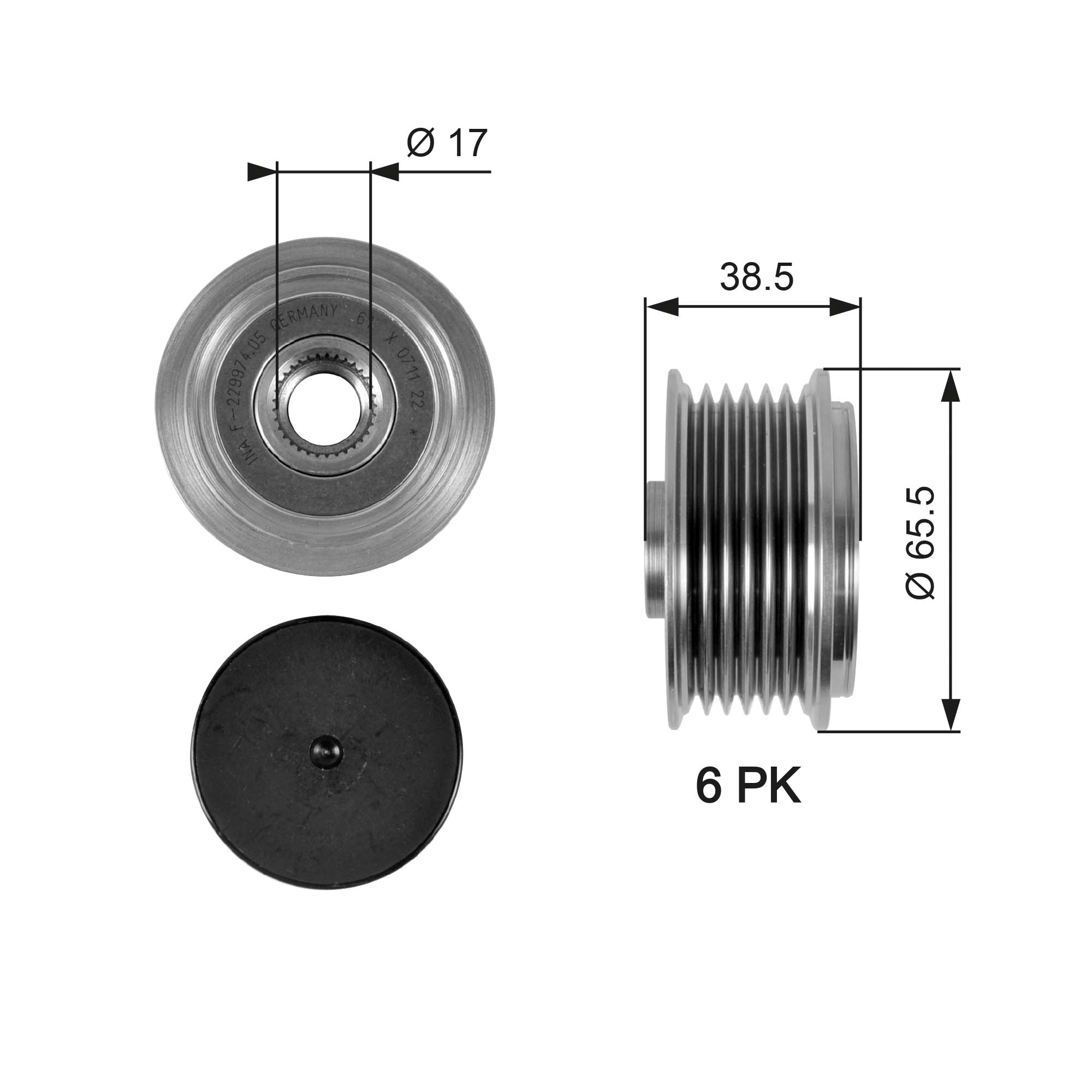 Vrijloop koppeling dynamo Gates OAP7085