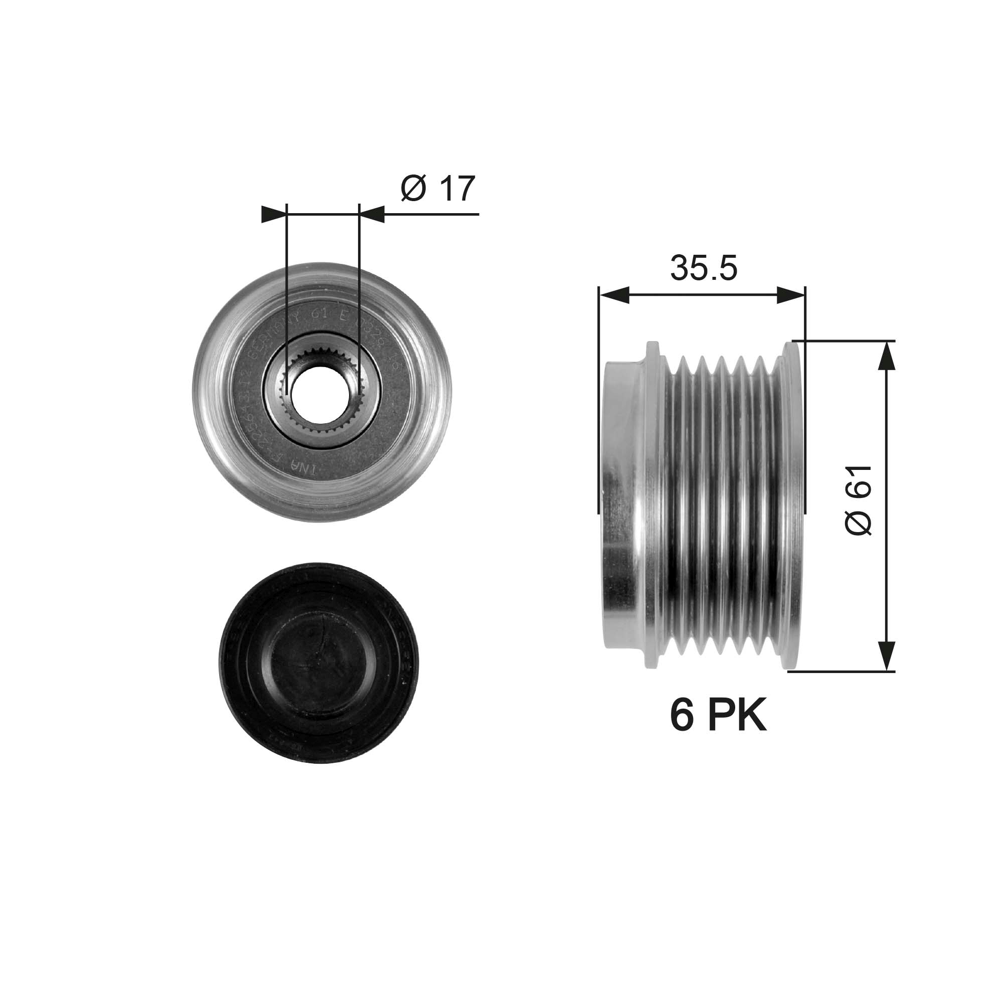 Vrijloop koppeling dynamo Gates OAP7100