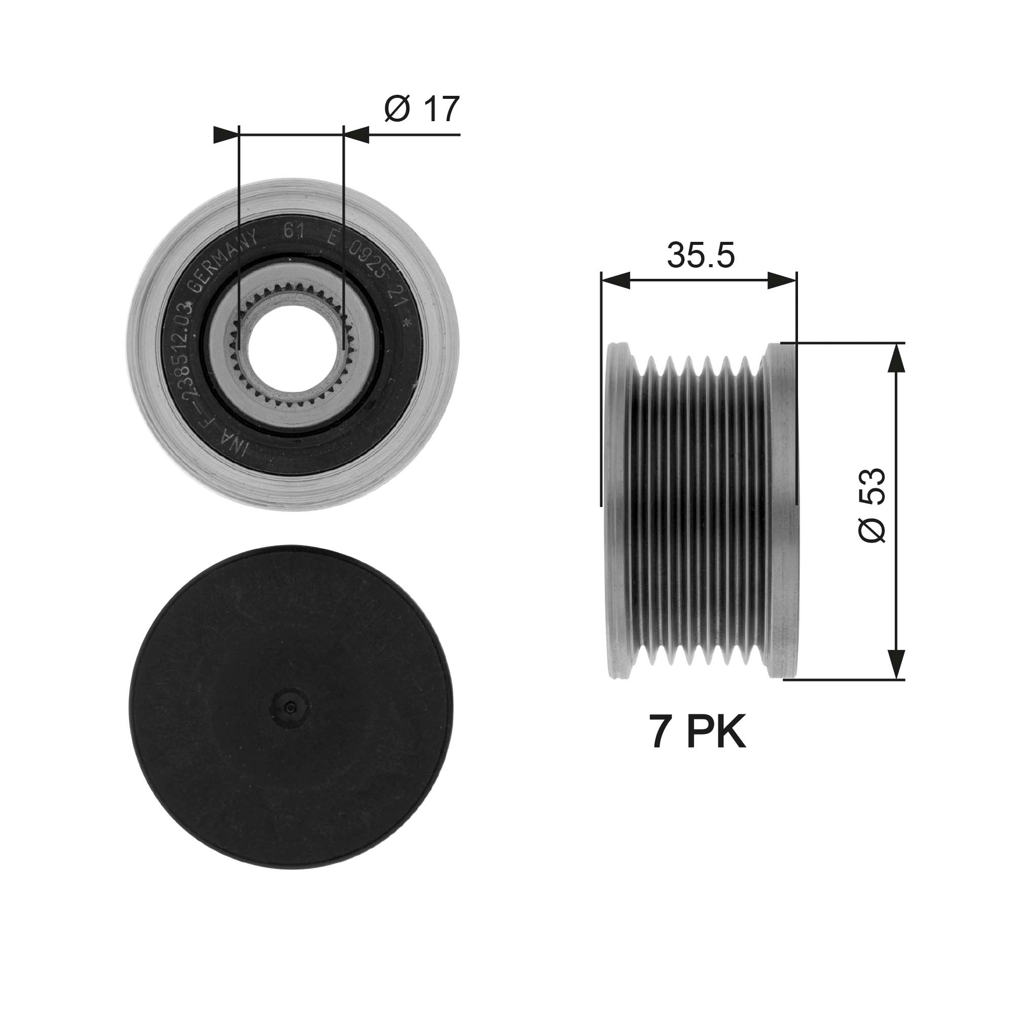 Vrijloop koppeling dynamo Gates OAP7110