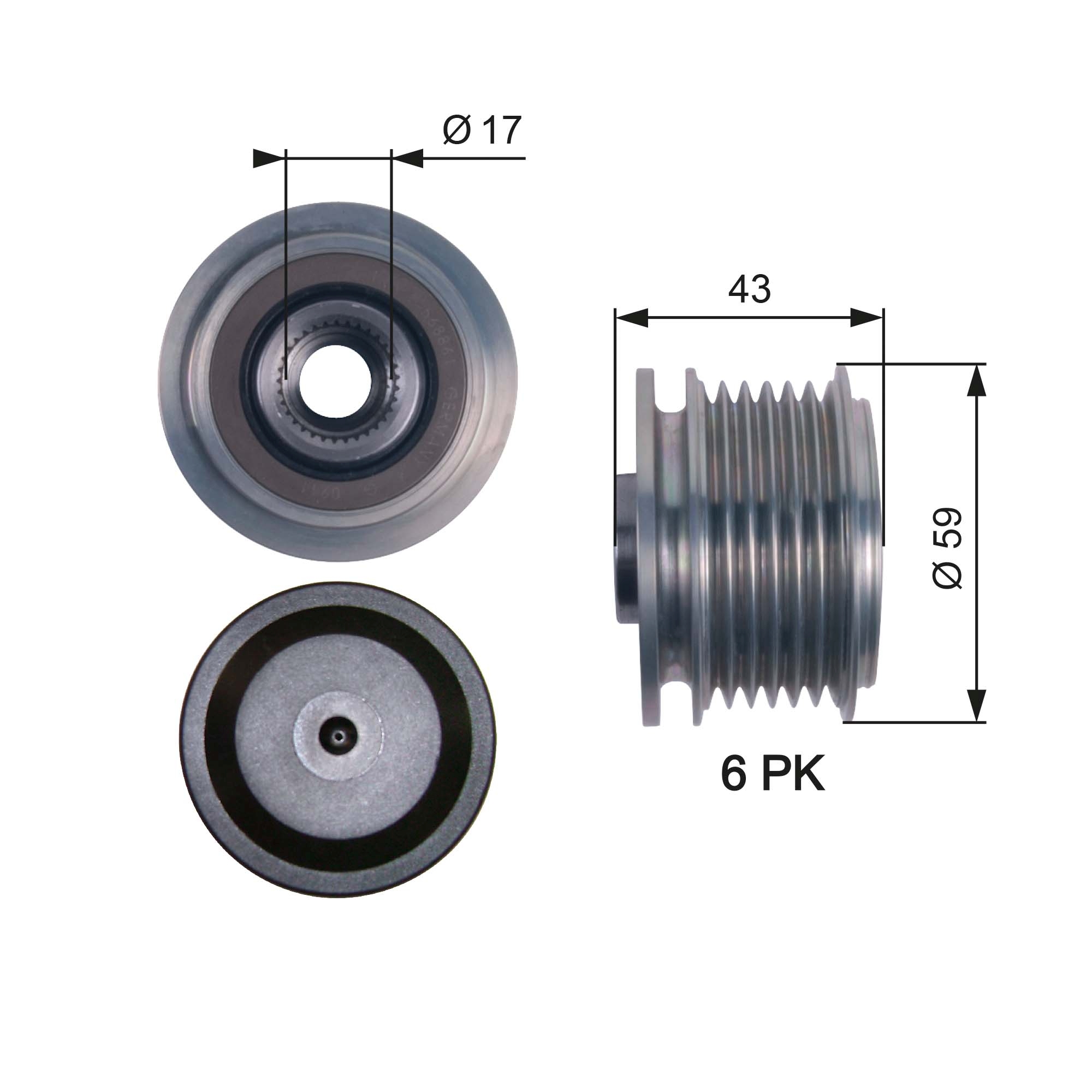 Vrijloop koppeling dynamo Gates OAP7112