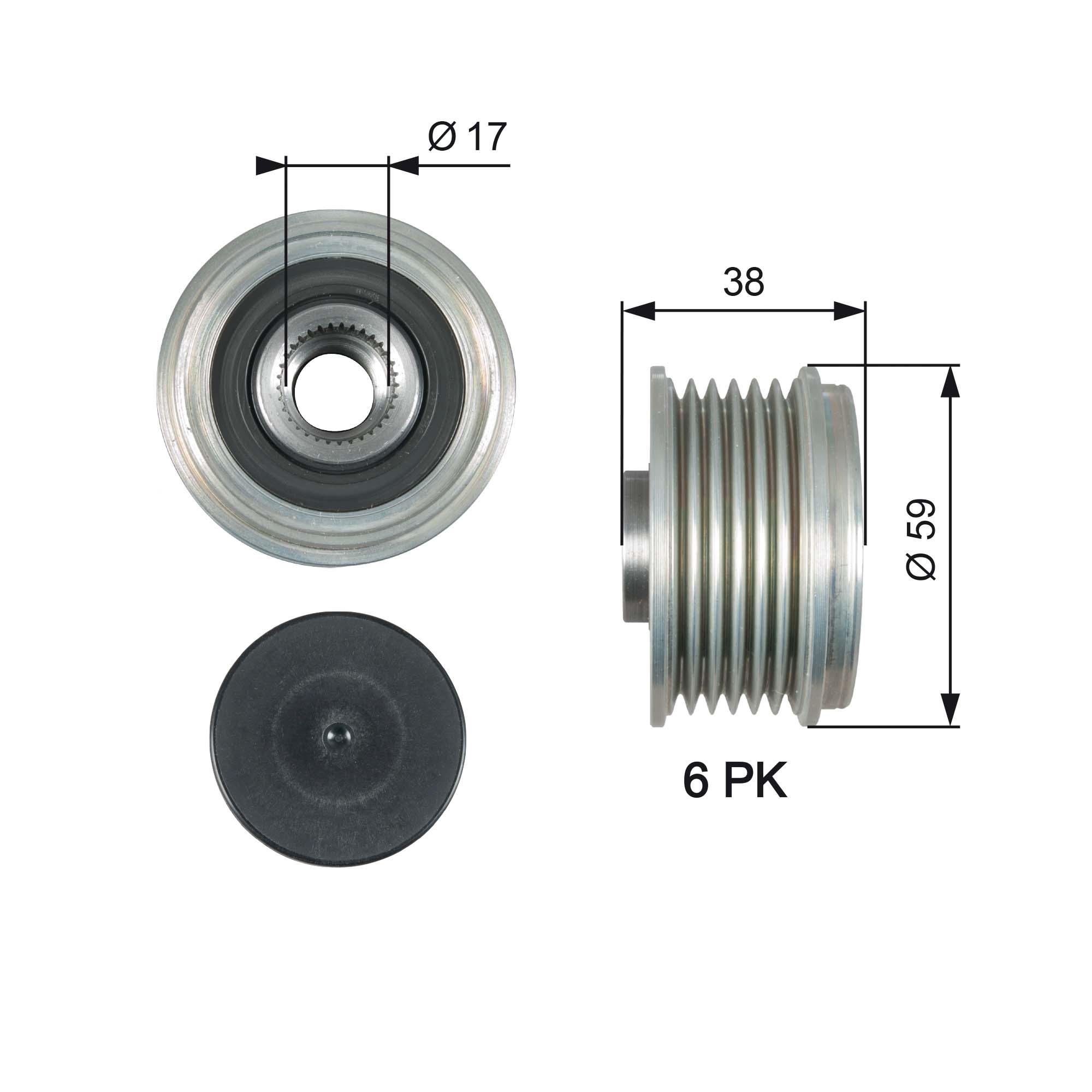 Vrijloop koppeling dynamo Gates OAP7177