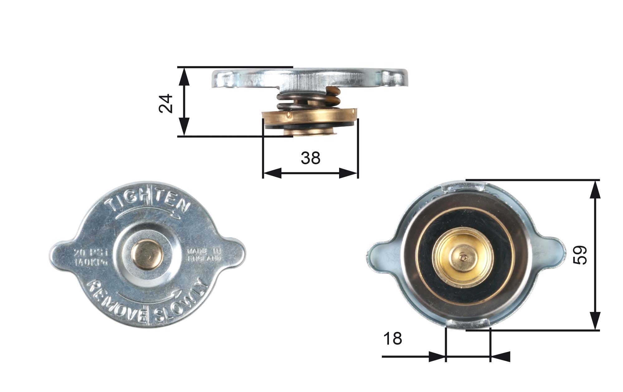 Radiateurdop Gates RC125