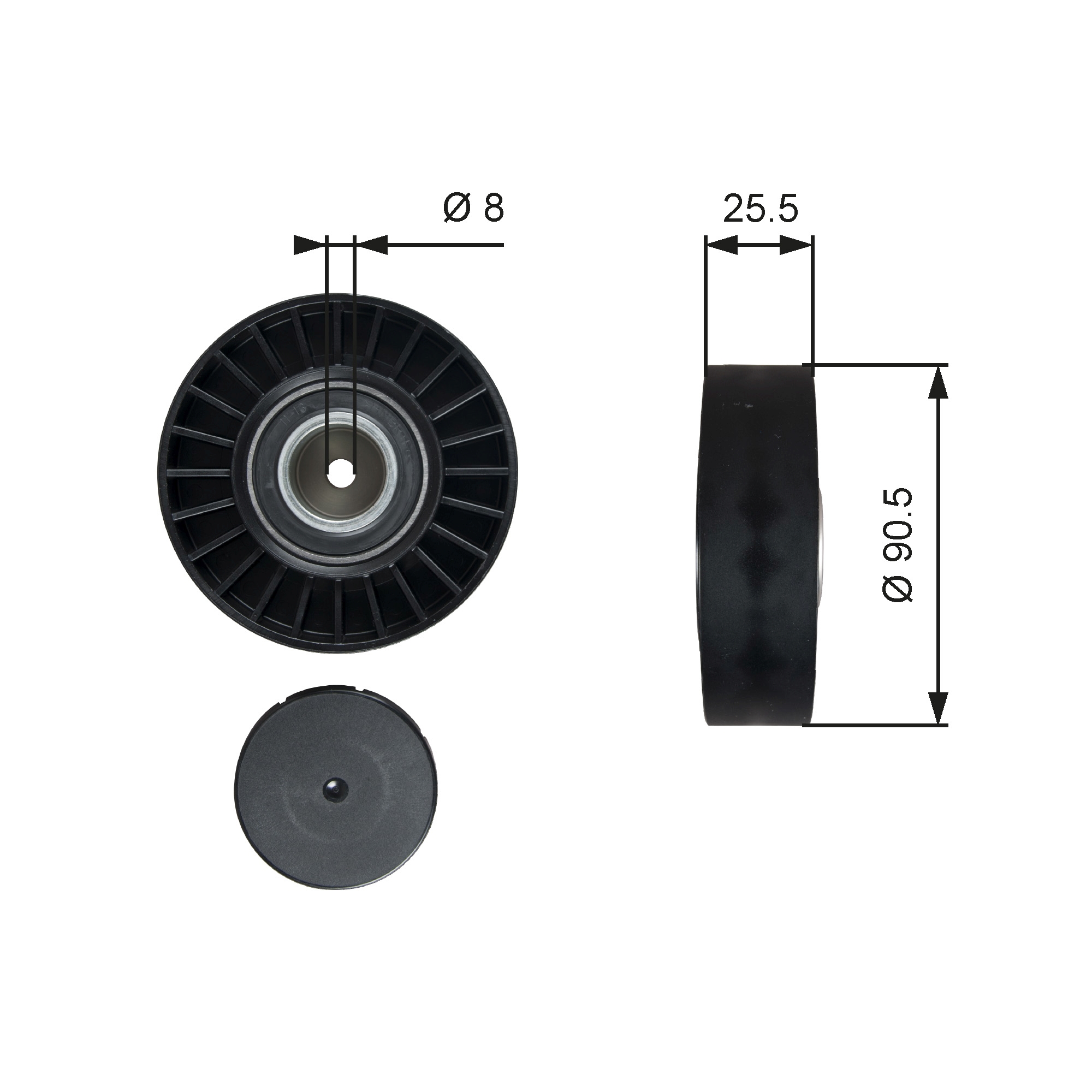 Geleiderol (poly) V-riem Gates T36005