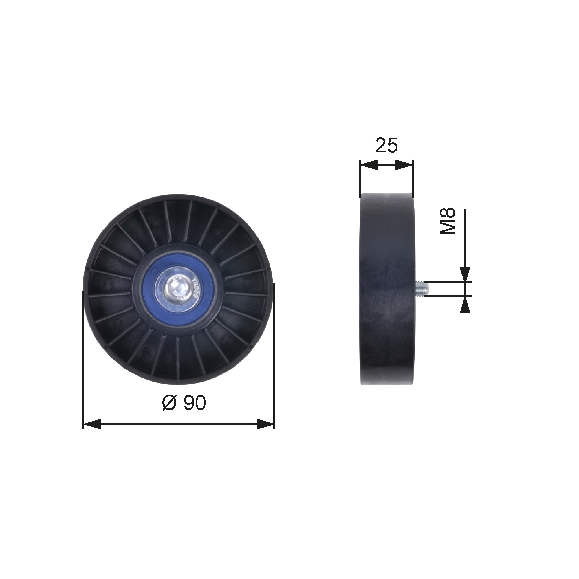 Geleiderol (poly) V-riem Gates T36033