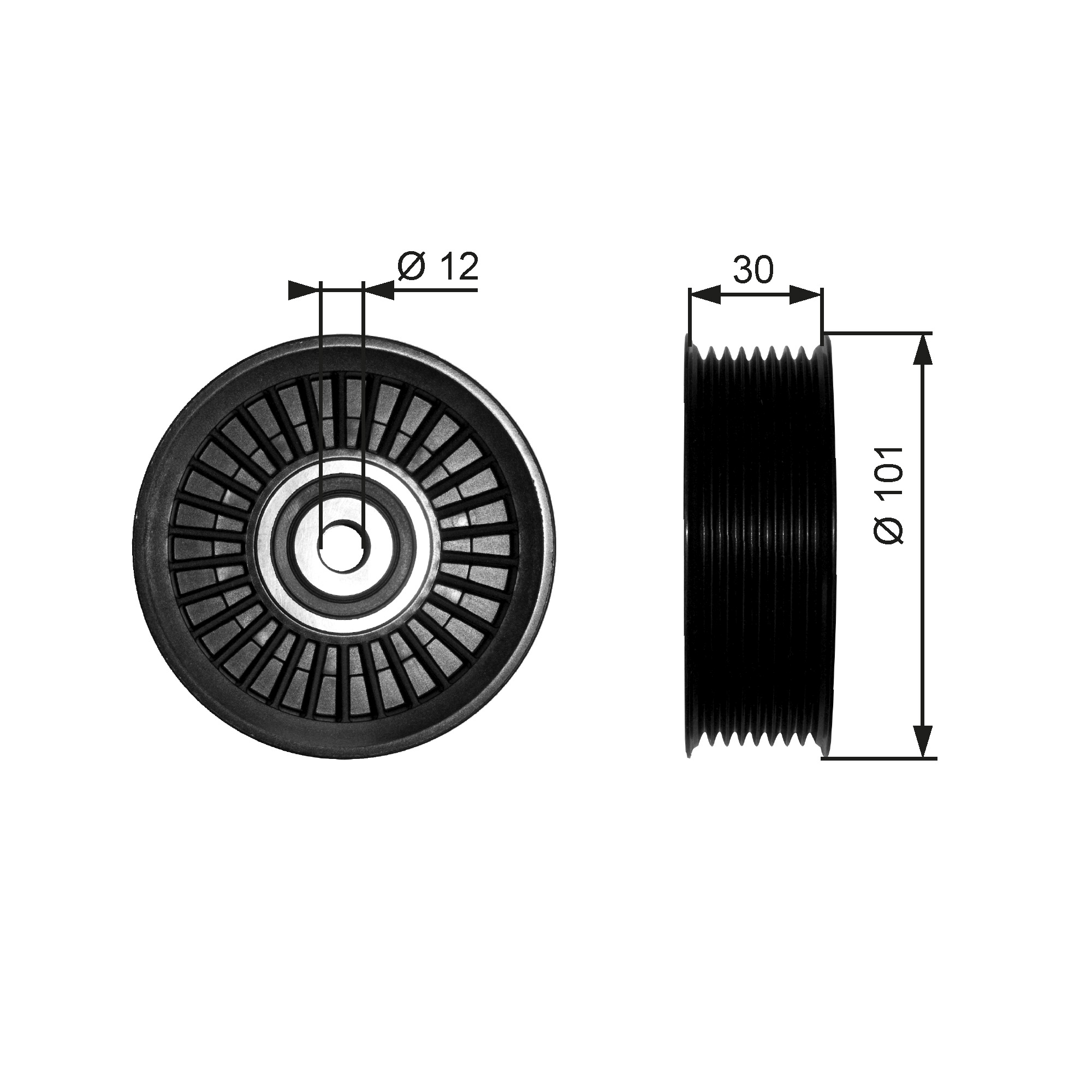 Geleiderol (poly) V-riem Gates T36170