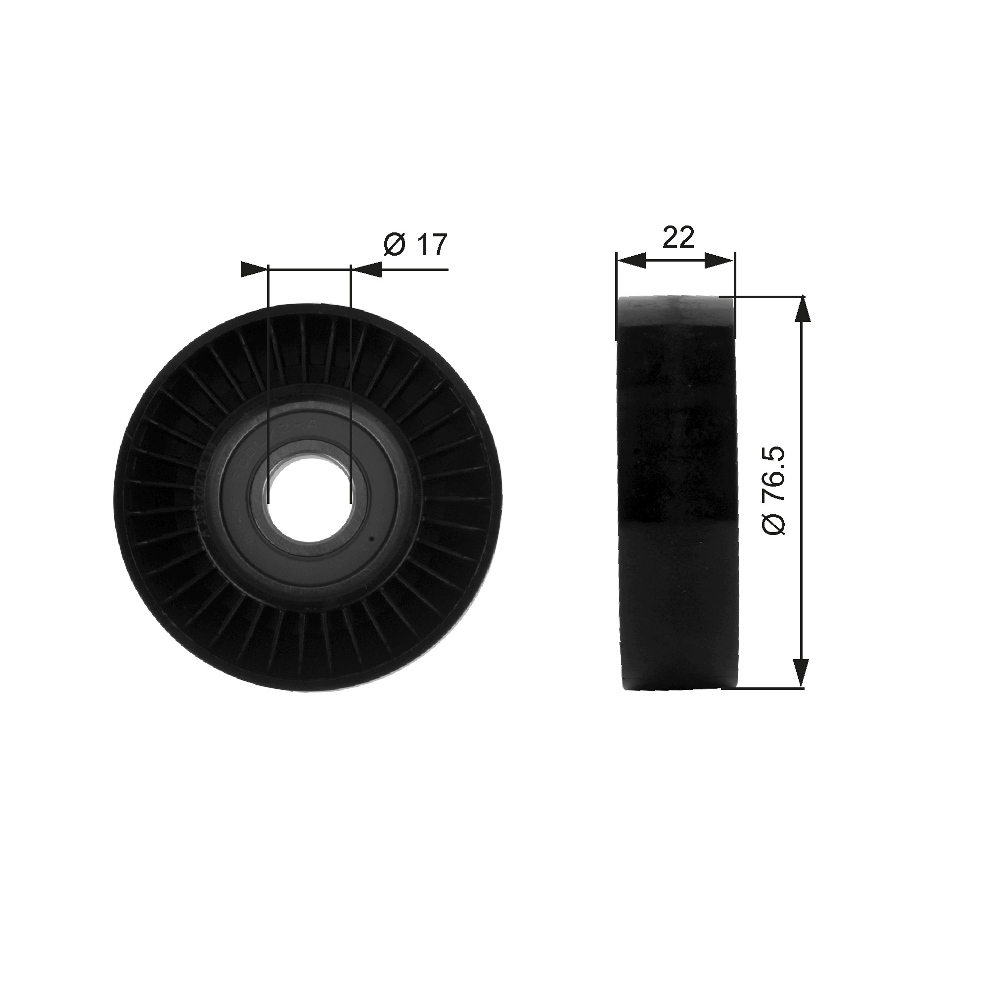 Geleiderol (poly) V-riem Gates T36183