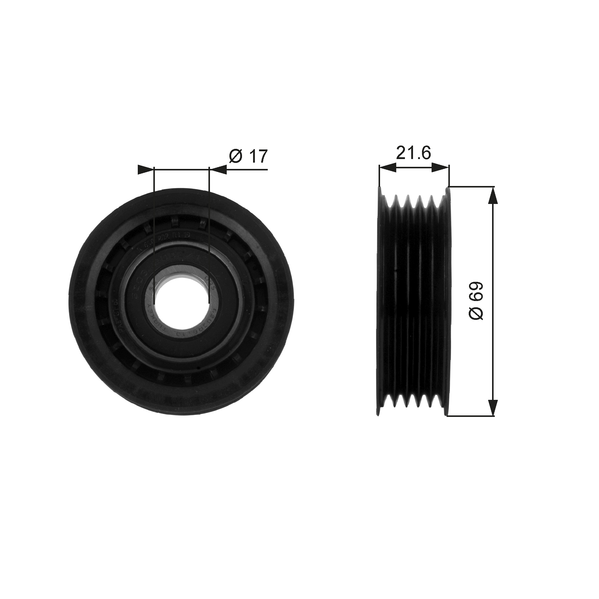 Geleiderol (poly) V-riem Gates T36189