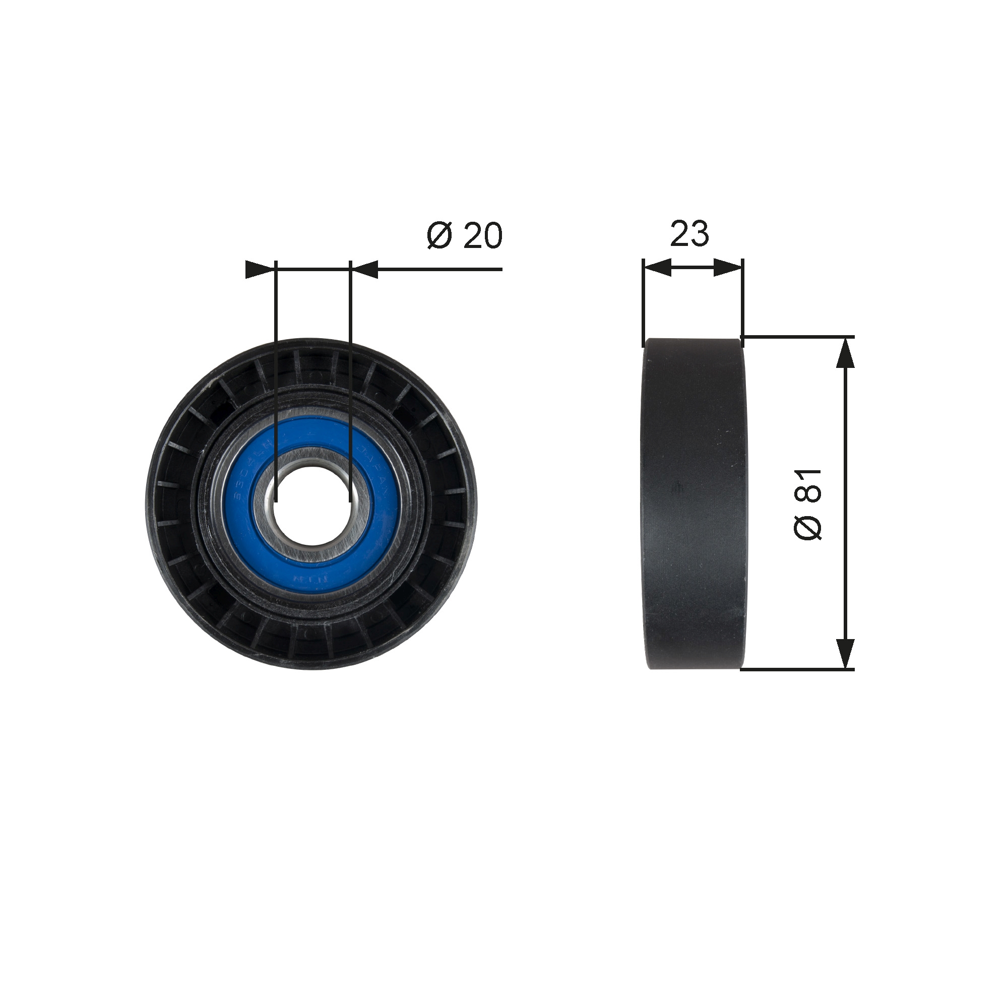 Geleiderol (poly) V-riem Gates T36208