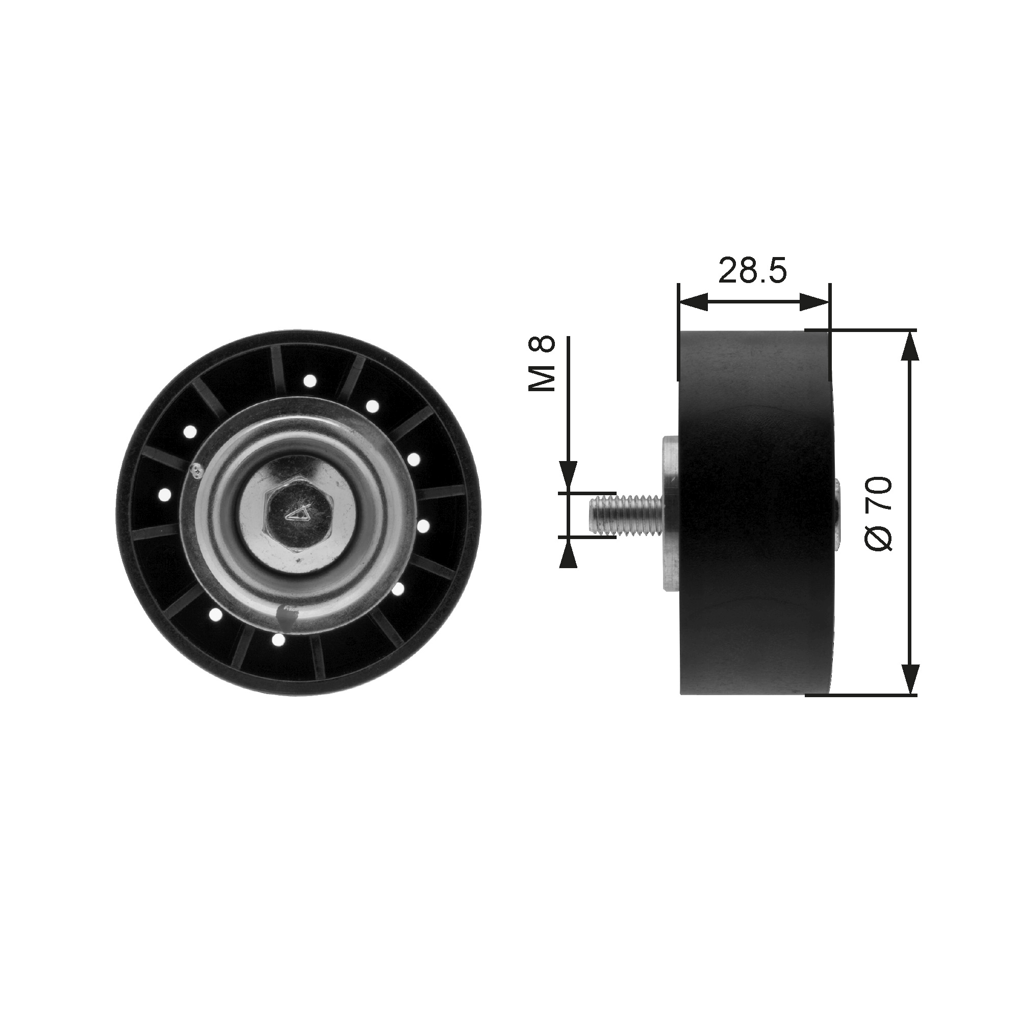 Geleiderol (poly) V-riem Gates T36211