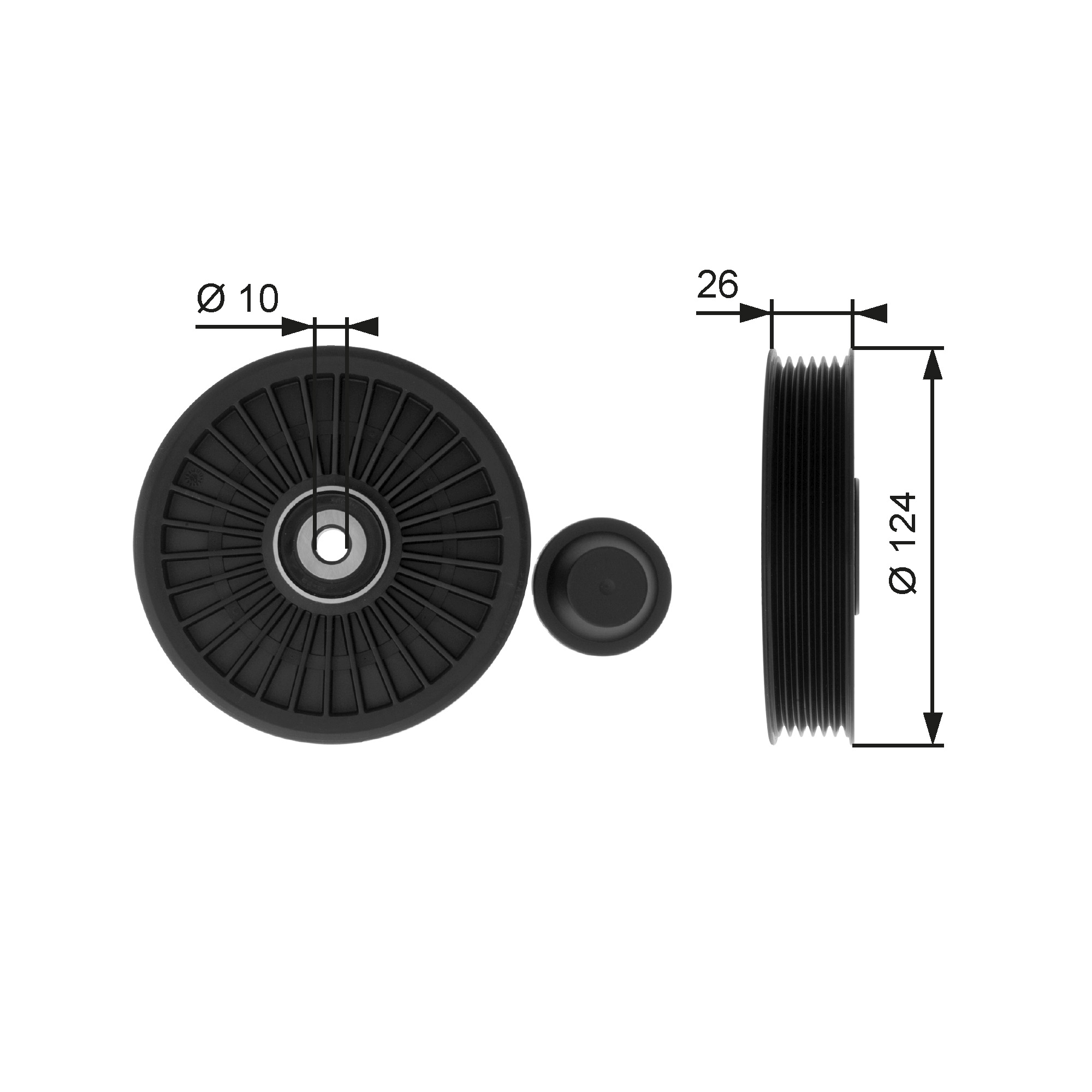 Geleiderol (poly) V-riem Gates T36216