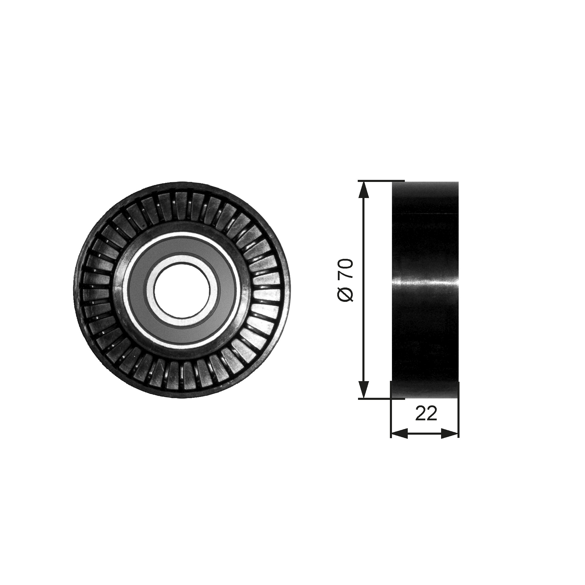 Geleiderol (poly) V-riem Gates T36252