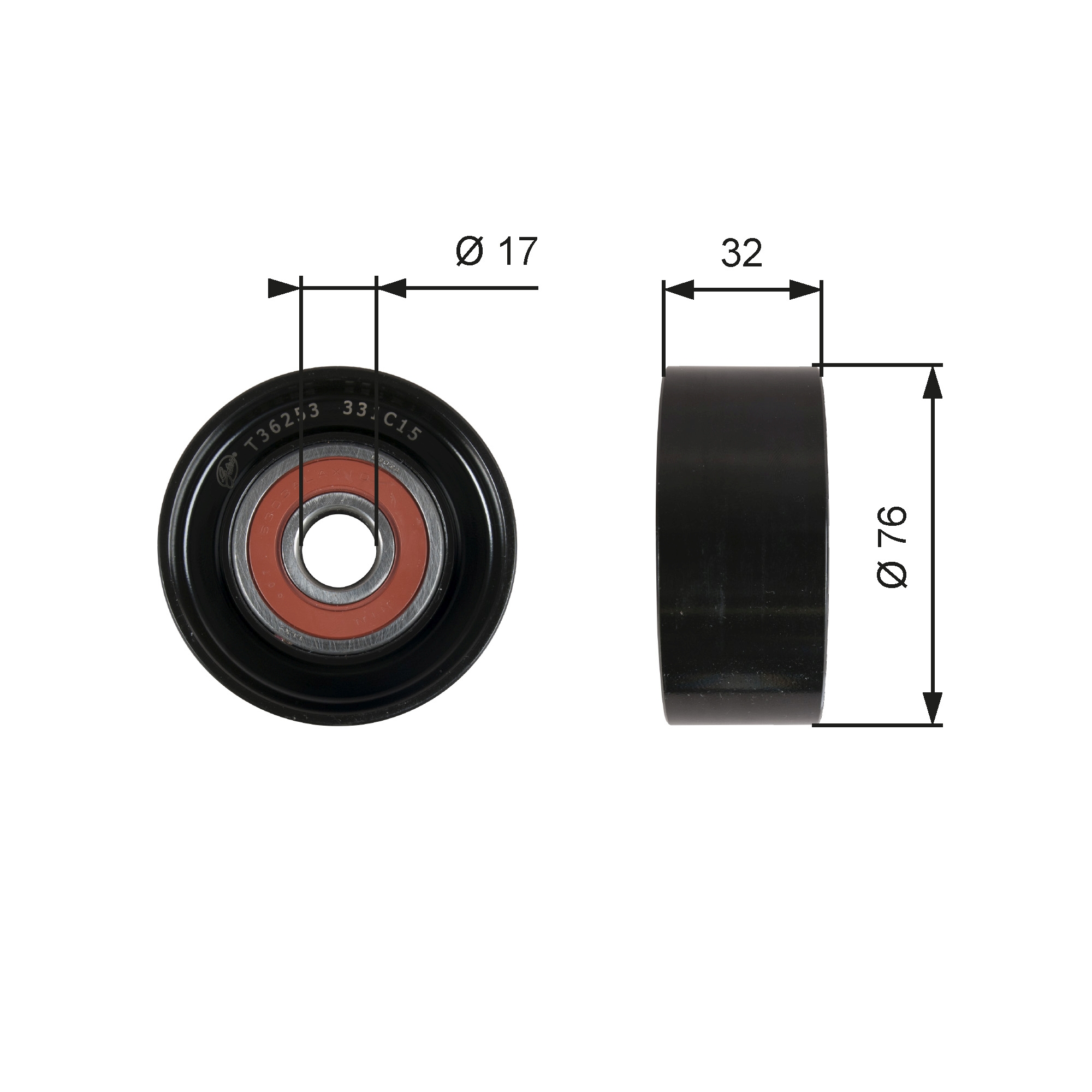 Geleiderol (poly) V-riem Gates T36253