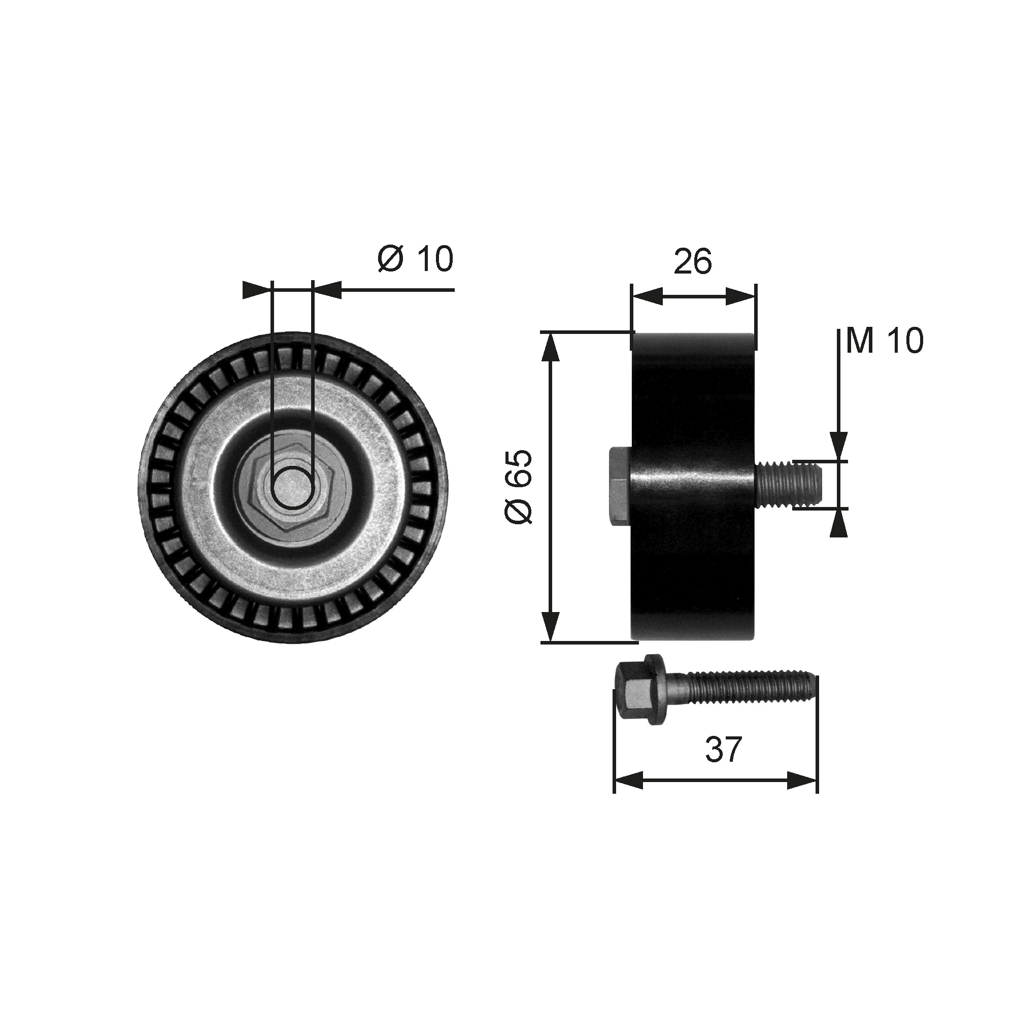 Geleiderol (poly) V-riem Gates T36300