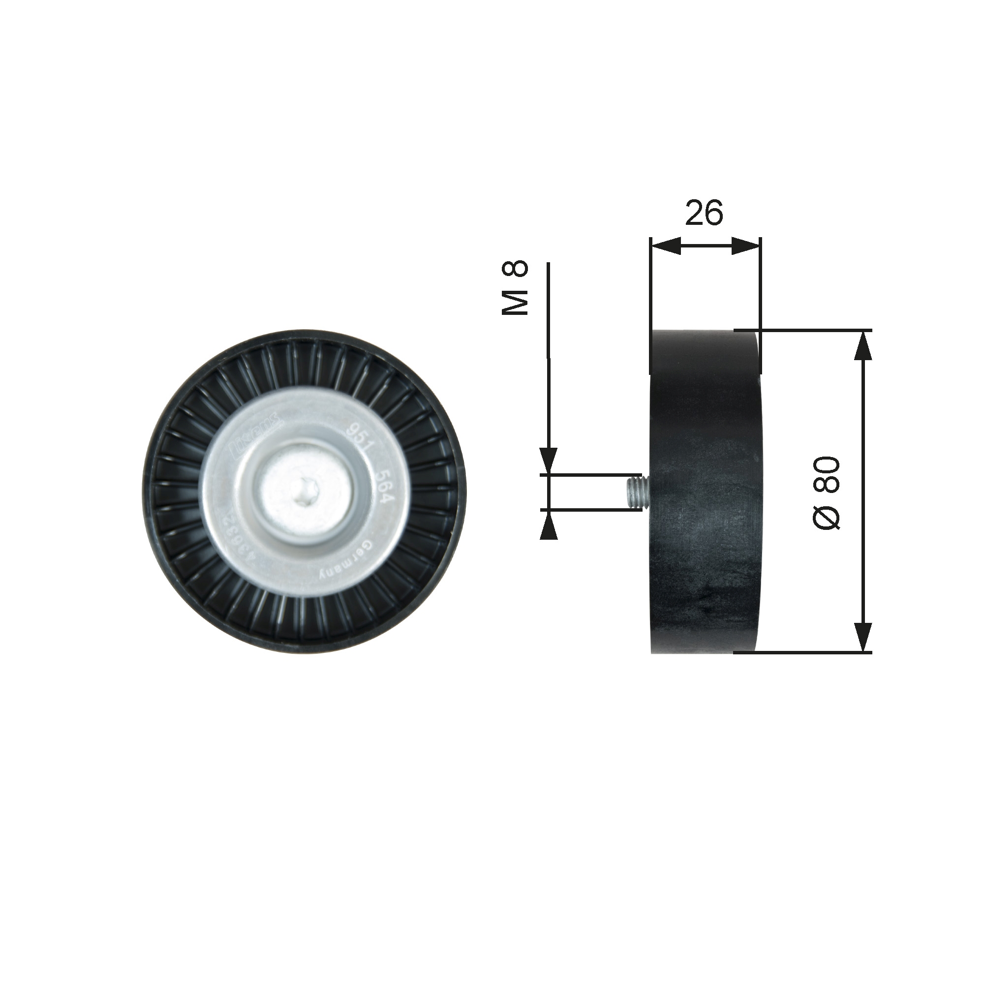 Geleiderol (poly) V-riem Gates T36367