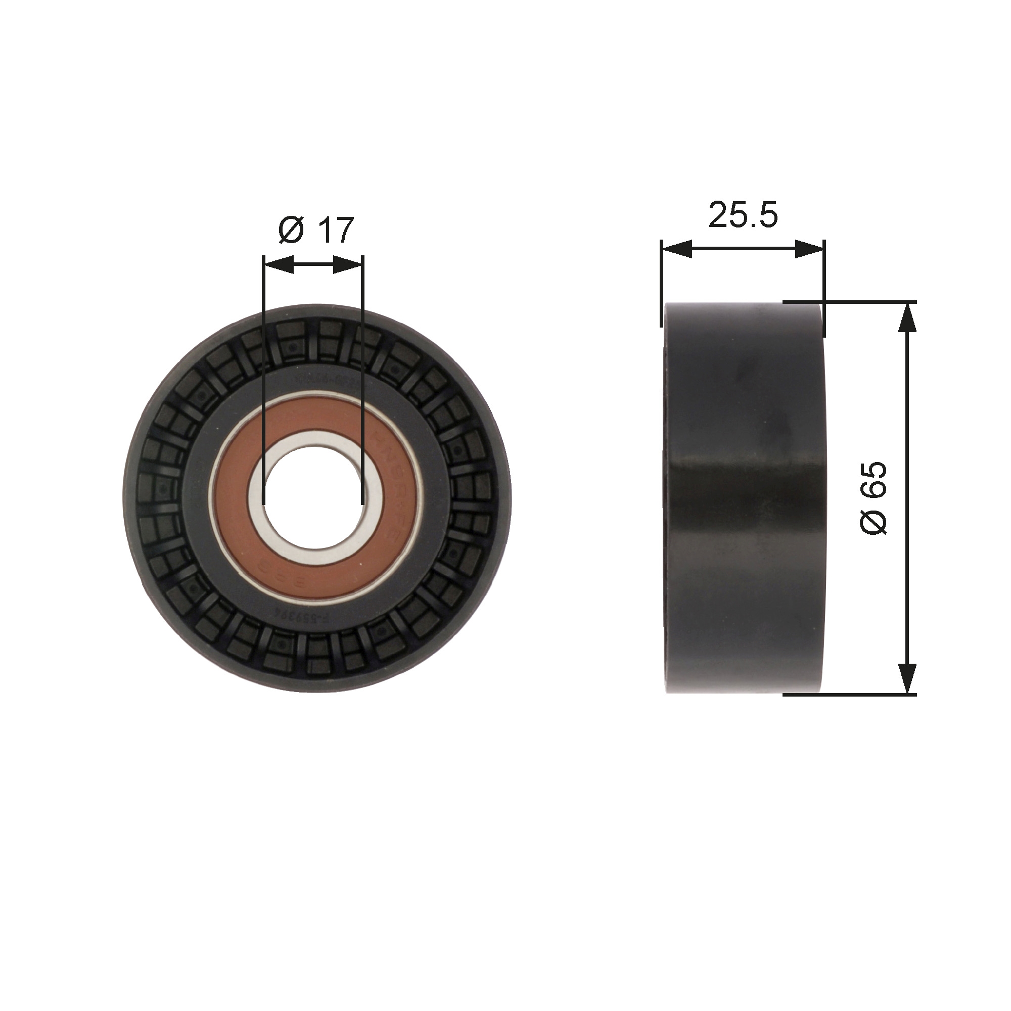 Geleiderol (poly) V-riem Gates T36394