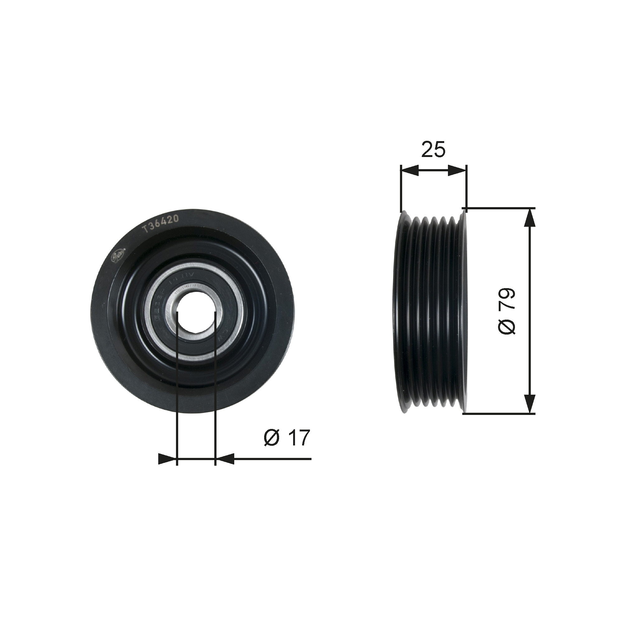 Geleiderol (poly) V-riem Gates T36420