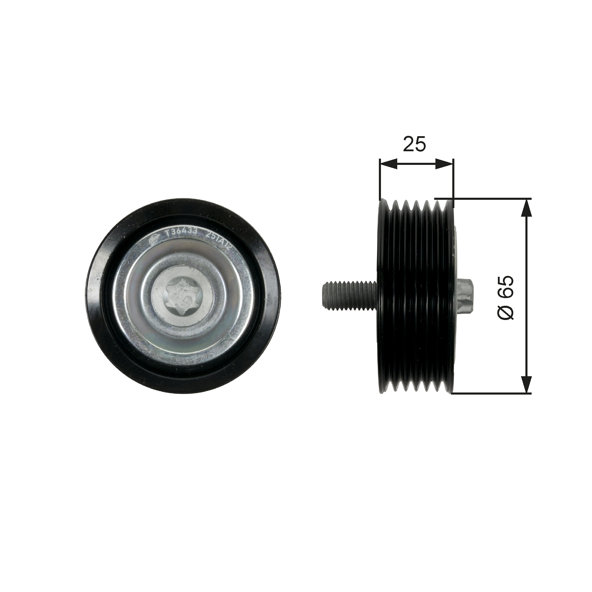 Geleiderol (poly) V-riem Gates T36433