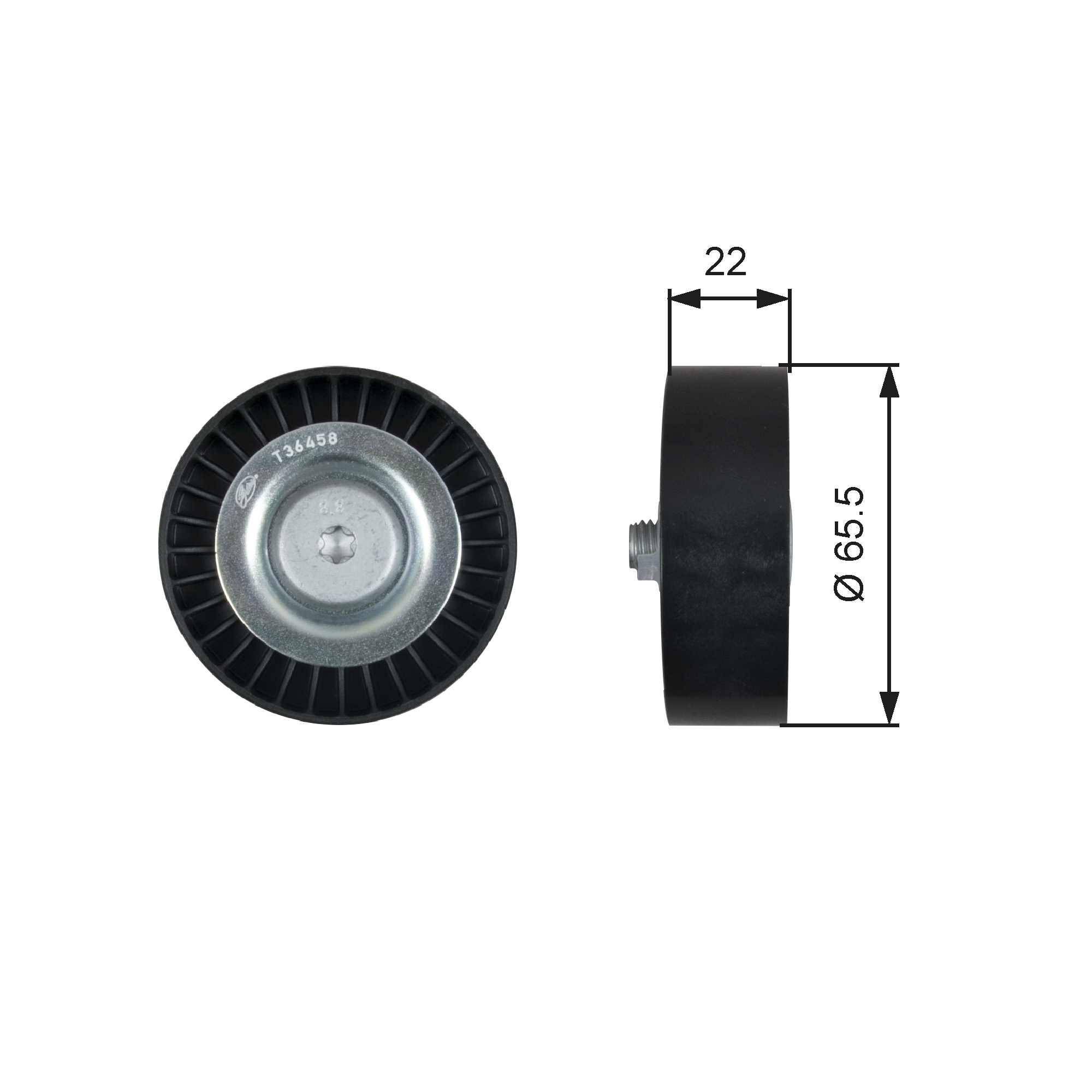 Geleiderol (poly) V-riem Gates T36458