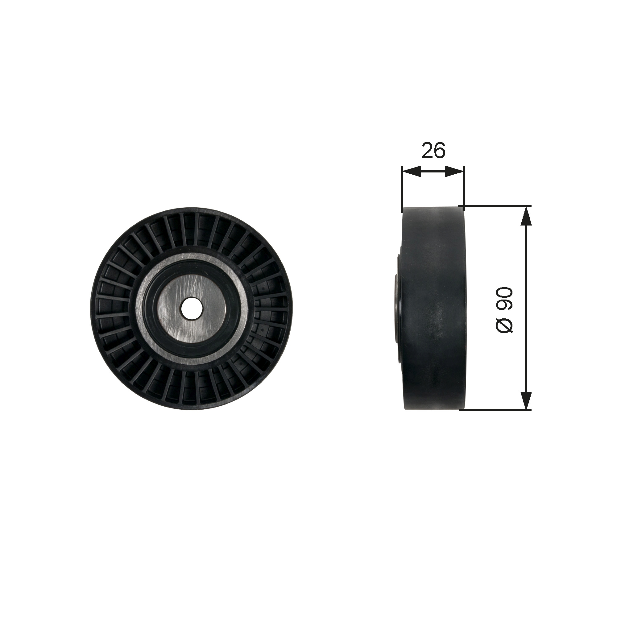 Geleiderol (poly) V-riem Gates T36461