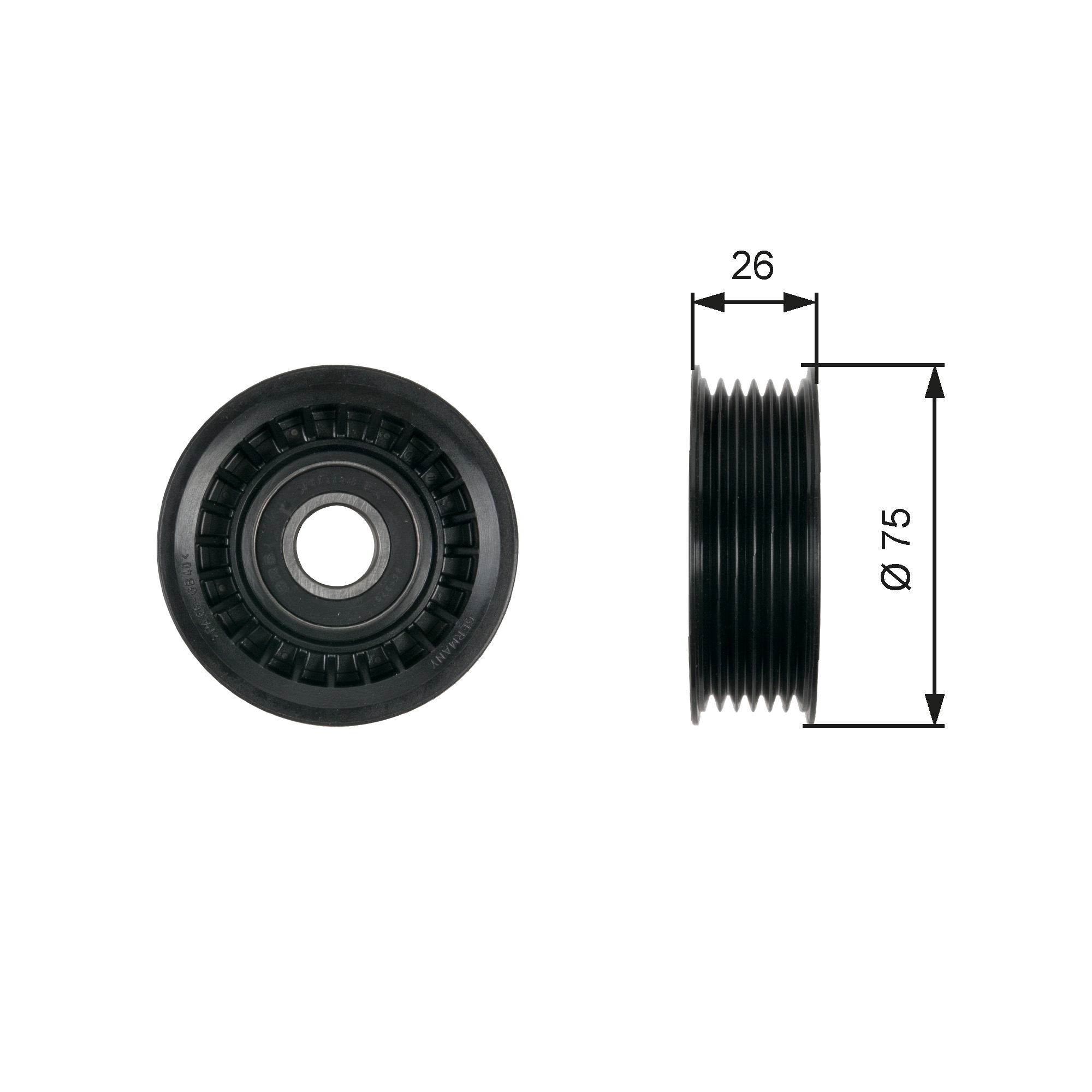 Geleiderol (poly) V-riem Gates T36476