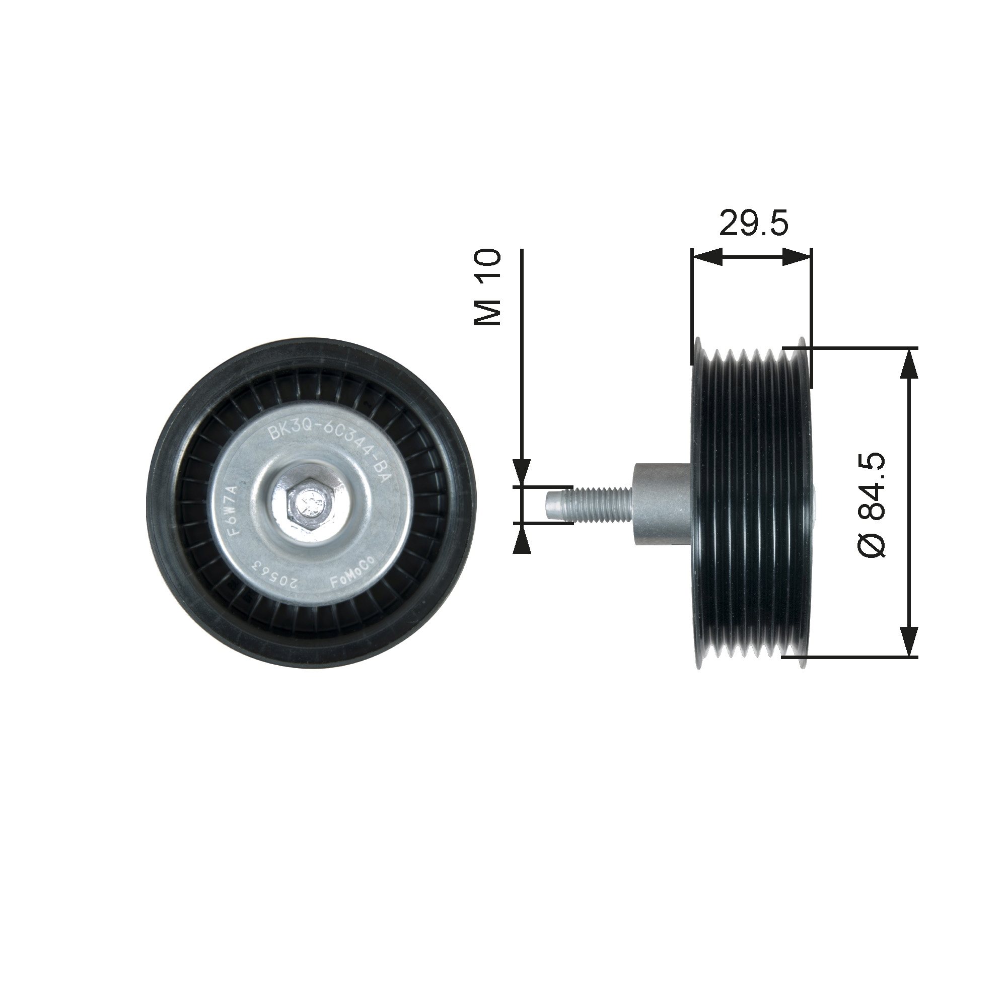 Geleiderol (poly) V-riem Gates T36536