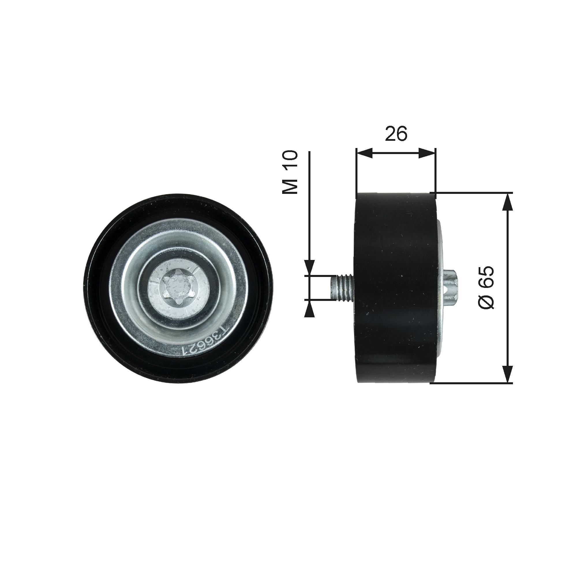 Geleiderol (poly) V-riem Gates T36621