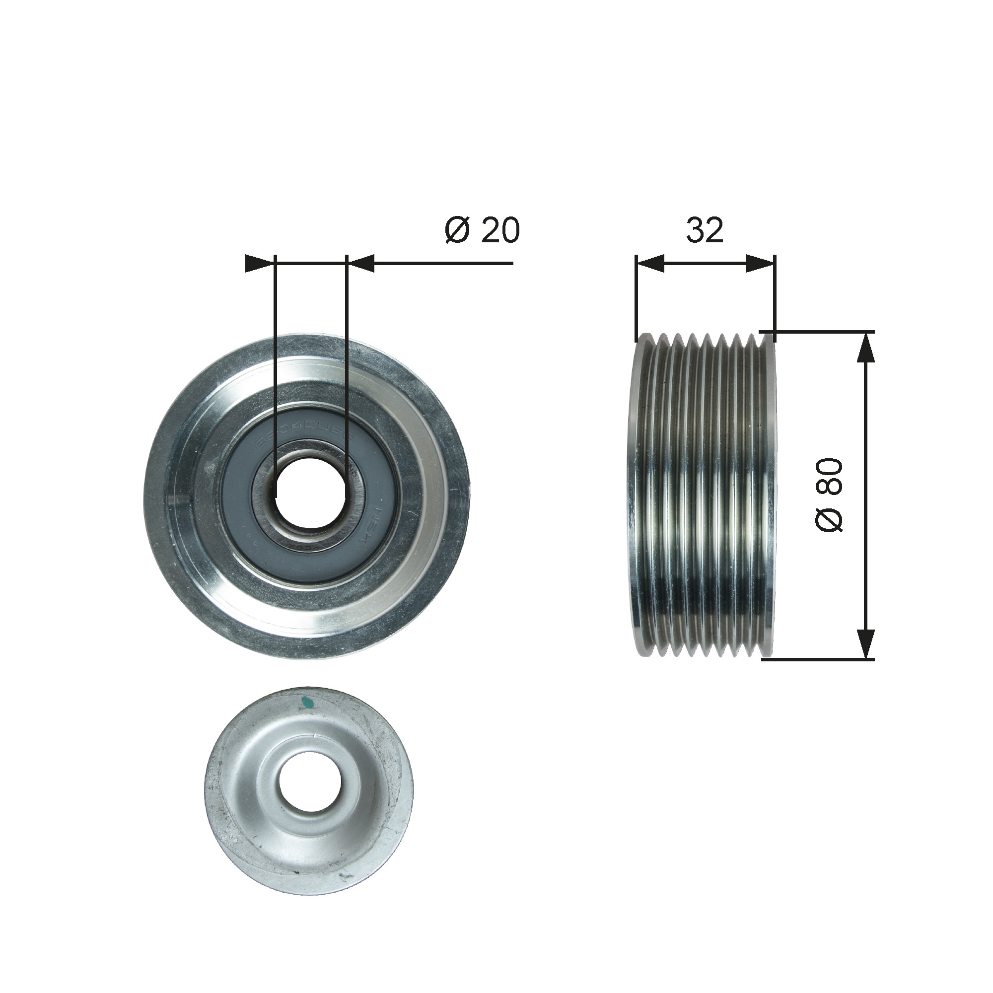 Geleiderol (poly) V-riem Gates T36631