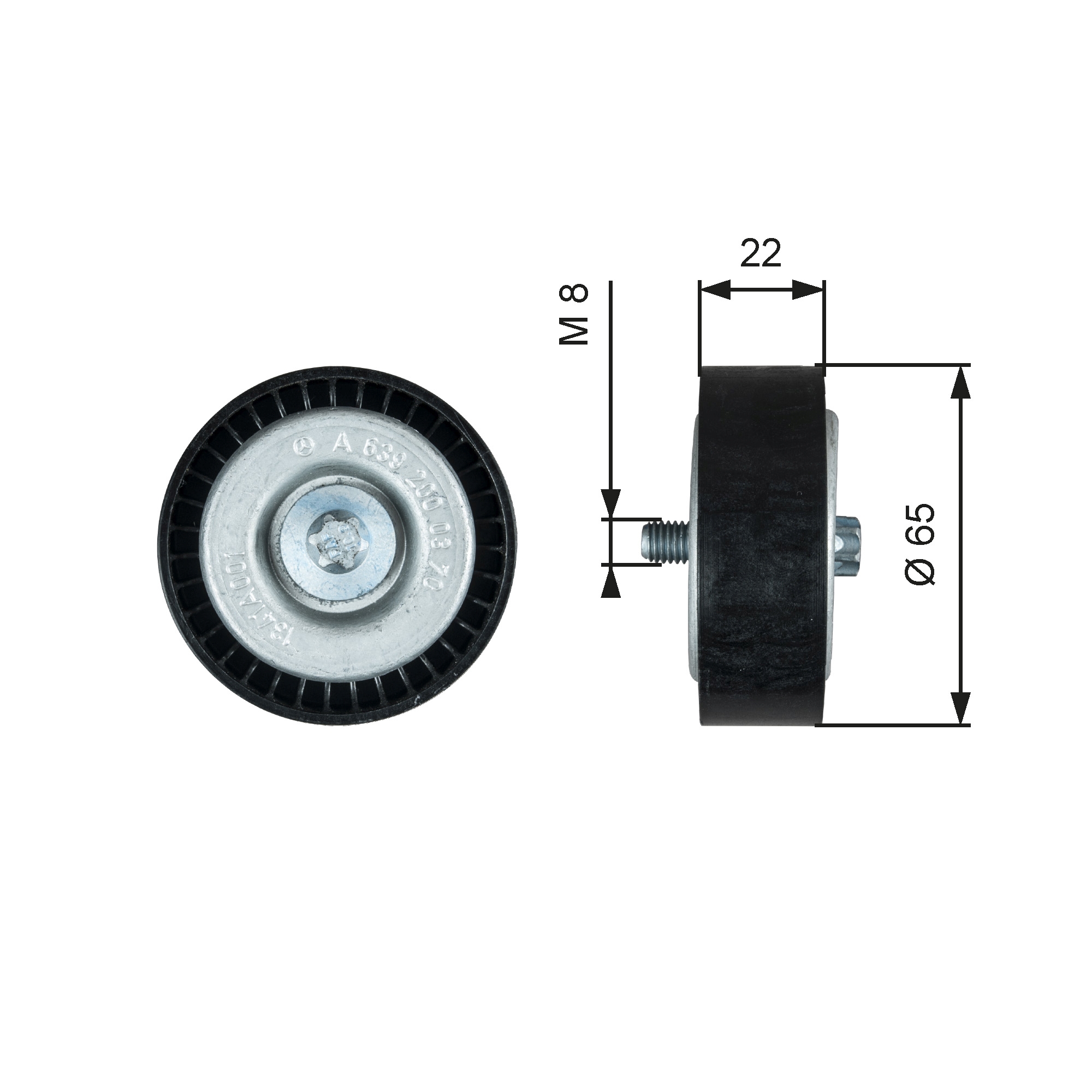 Geleiderol (poly) V-riem Gates T36734