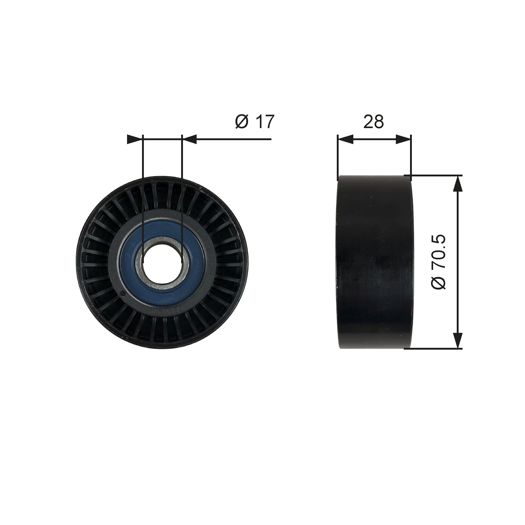 Geleiderol (poly) V-riem Gates T36759