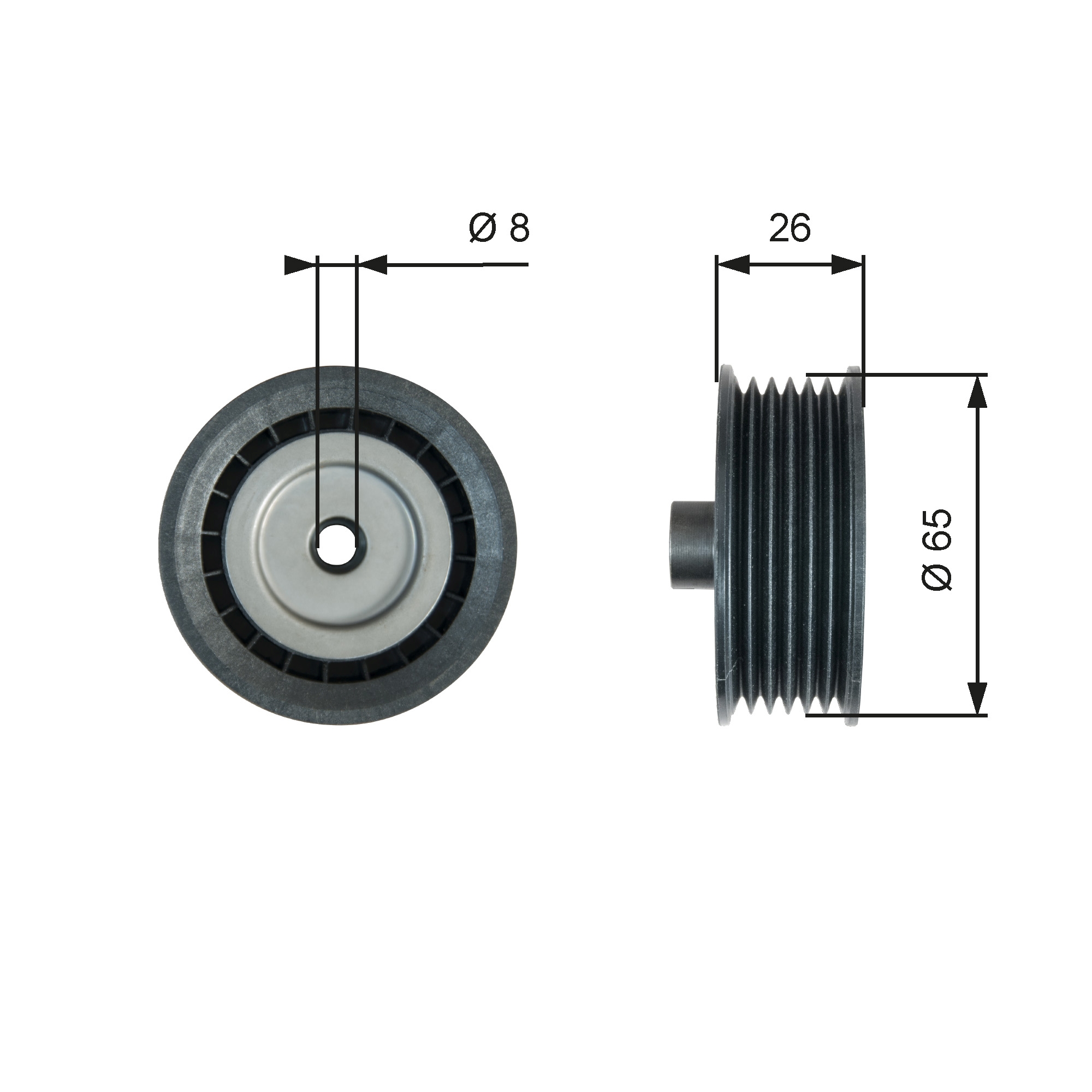 Geleiderol (poly) V-riem Gates T36776