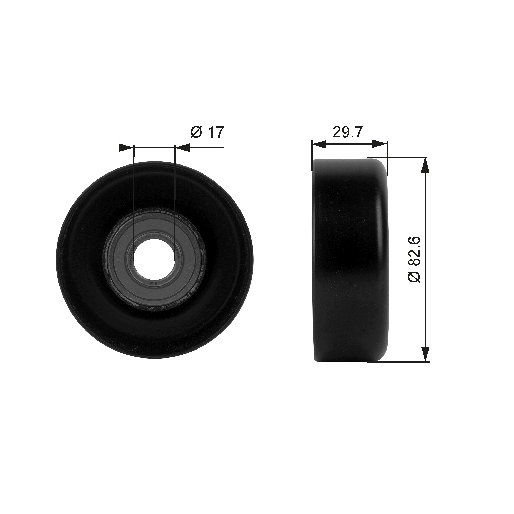 Geleiderol (poly) V-riem Gates T38005