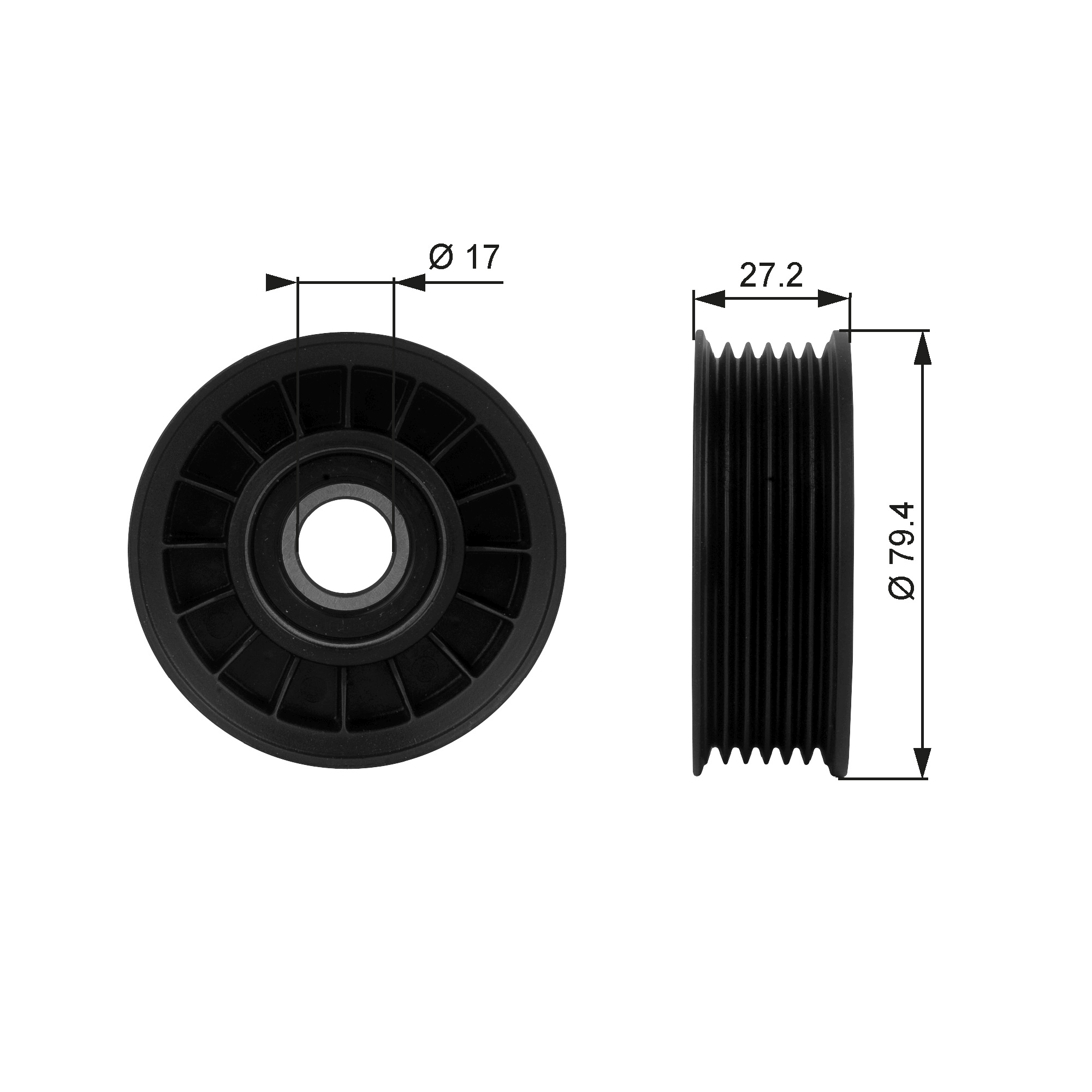 Geleiderol (poly) V-riem Gates T38009