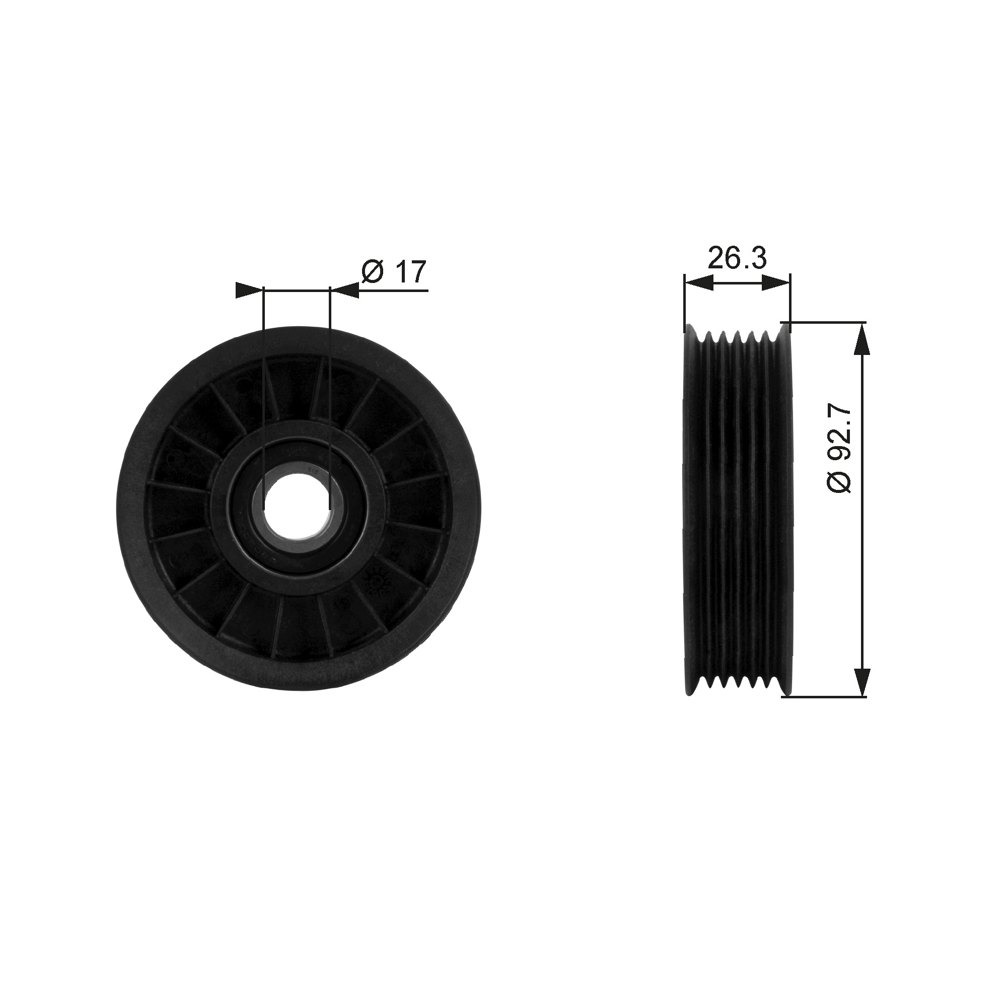 Geleiderol (poly) V-riem Gates T38019