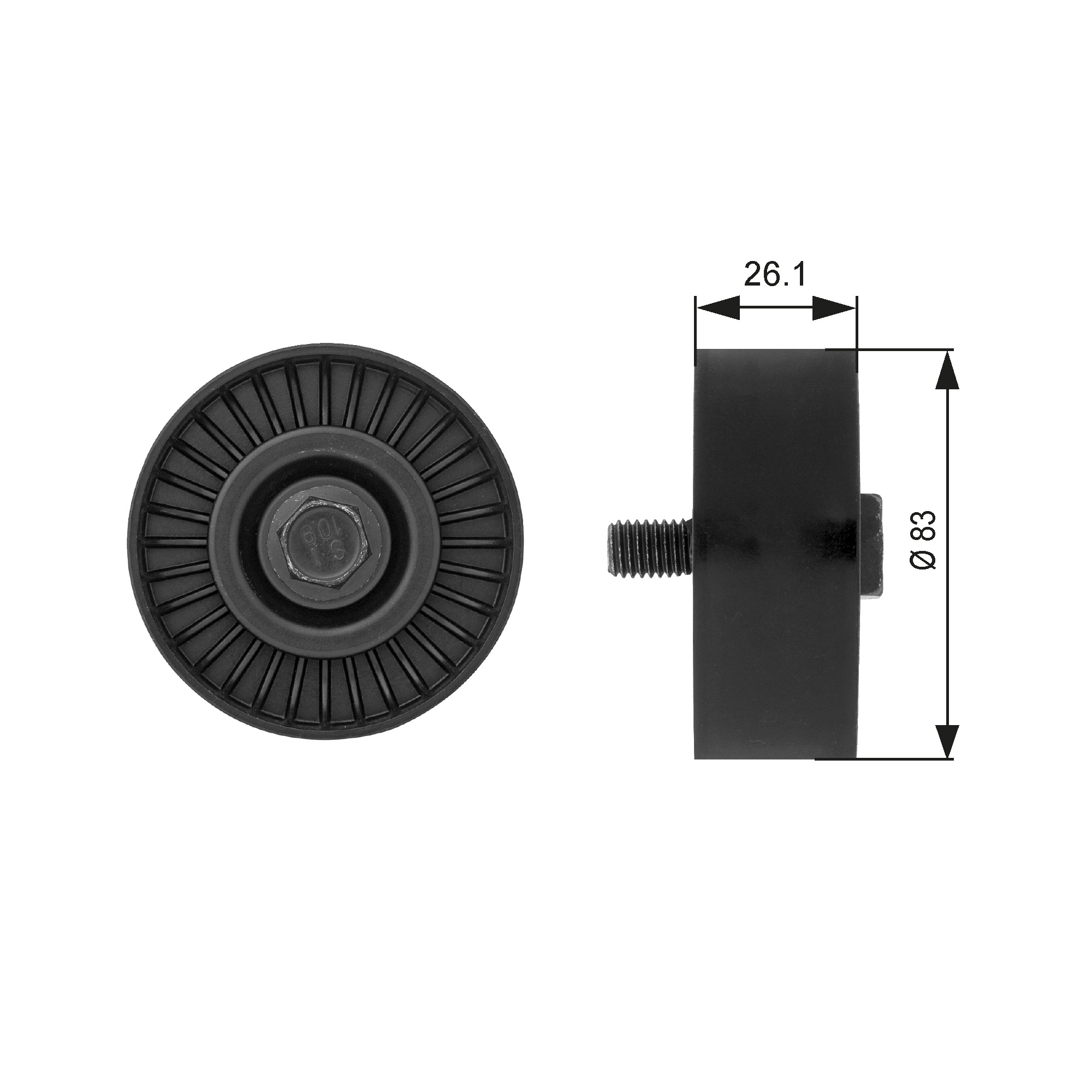 Geleiderol (poly) V-riem Gates T38027