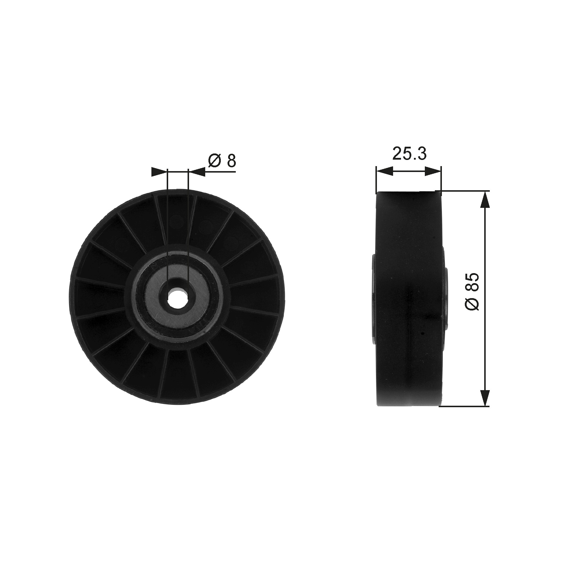 Geleiderol (poly) V-riem Gates T38093