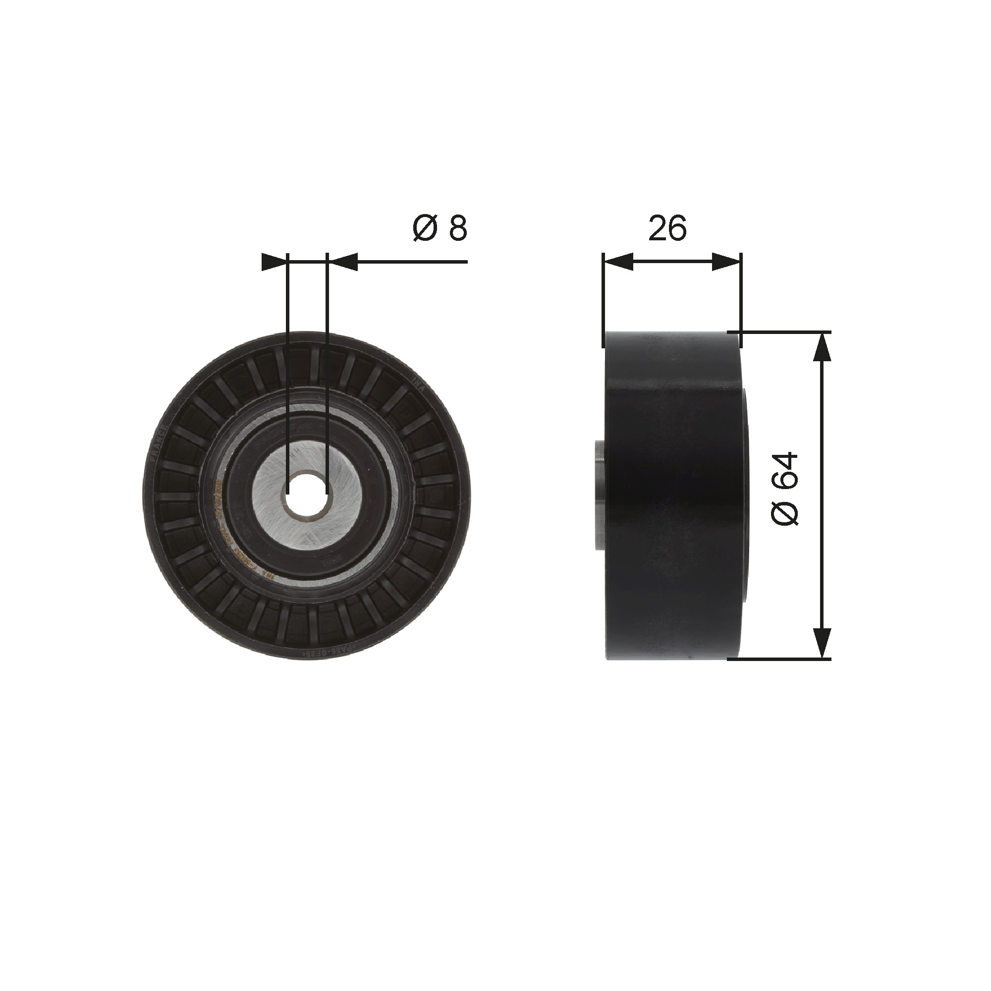 Geleiderol (poly) V-riem Gates T38094