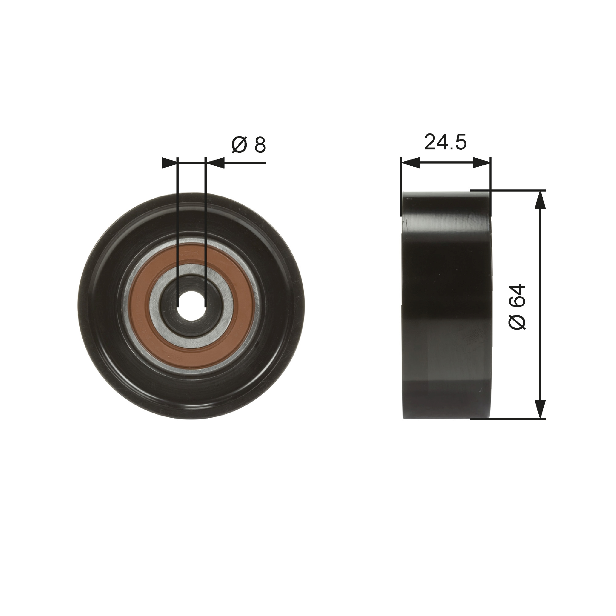 Geleiderol (poly) V-riem Gates T38097