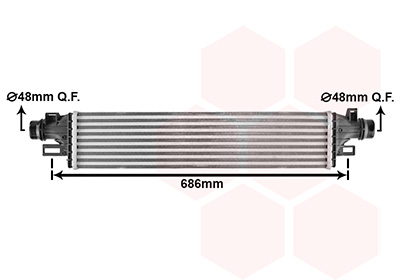 Intercooler, inlaatluchtkoeler Van Wezel 37014718