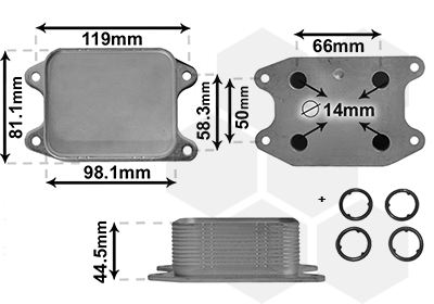 Oliekoeler motorolie Van Wezel 58013703