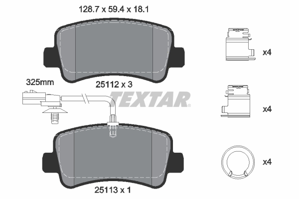 Remblokkenset, schijfrem Textar 2511209